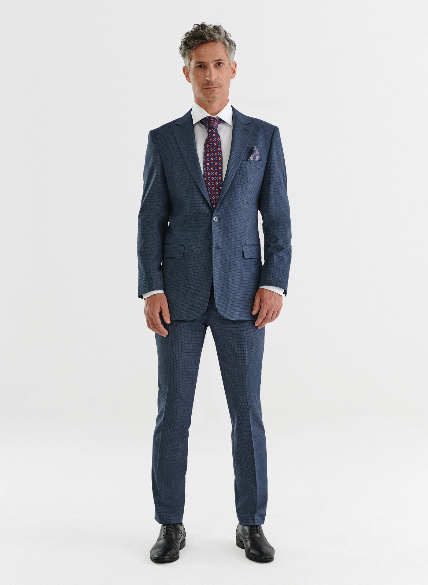 Granatowa marynarka garniturowa w pepitkę - Pako Lorente