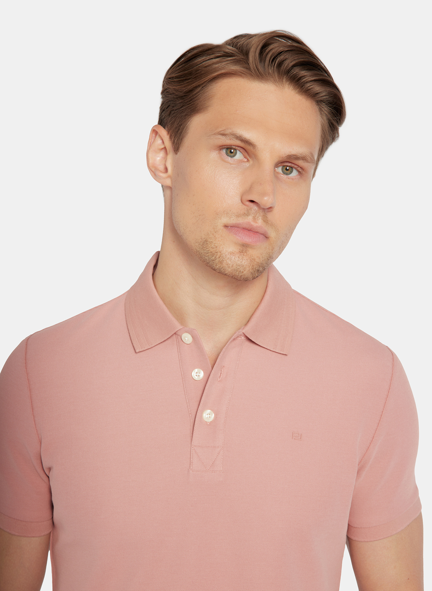 PAKO LORENTE - Różowy t-shirt polo na trzy guziczki - Pako Lorente