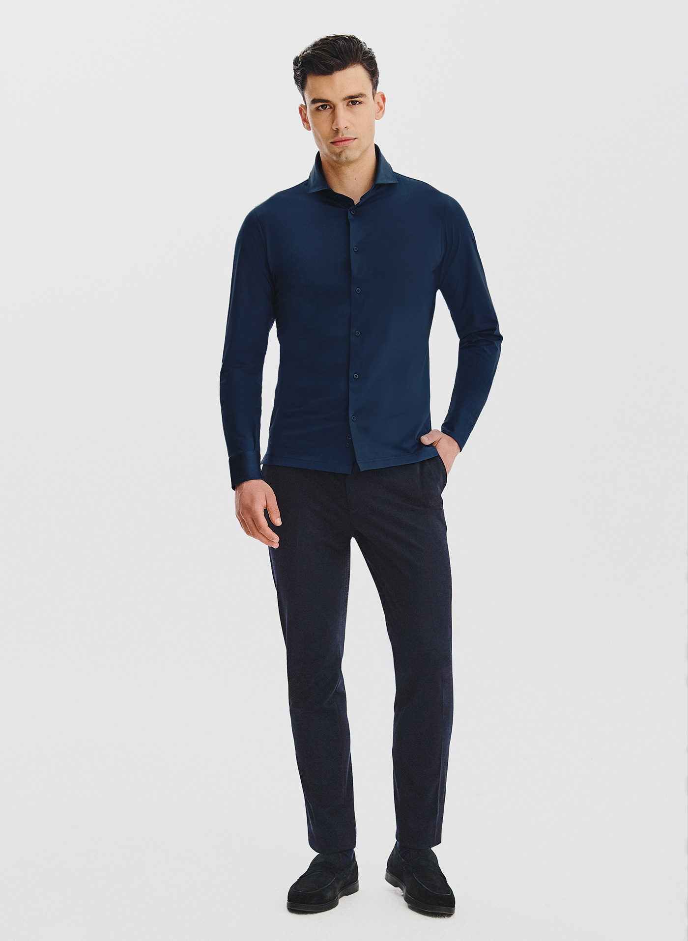 Granatowa koszula z dzianiny - Pako Lorente