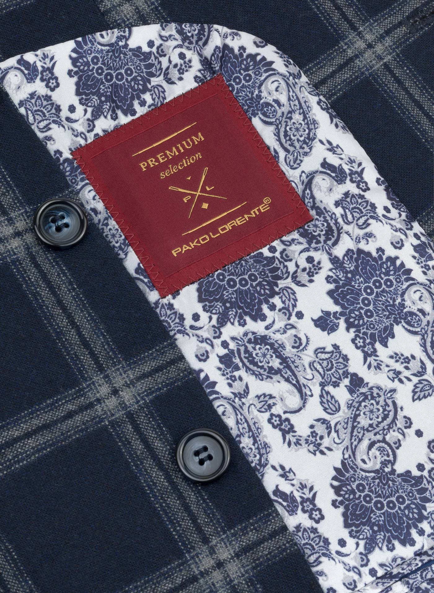 Granatowa marynarka casual w jasną kratkę - Pako Lorente