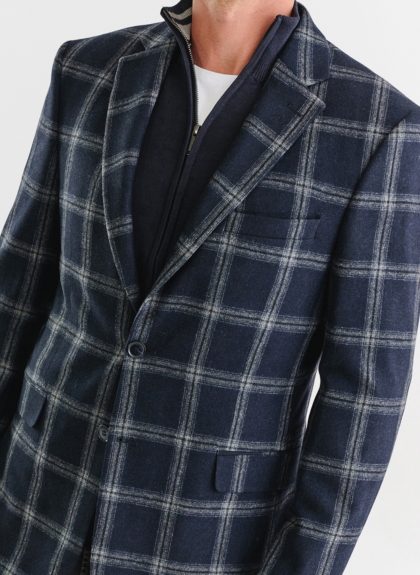 Granatowa marynarka casual w jasną kratkę - Pako Lorente