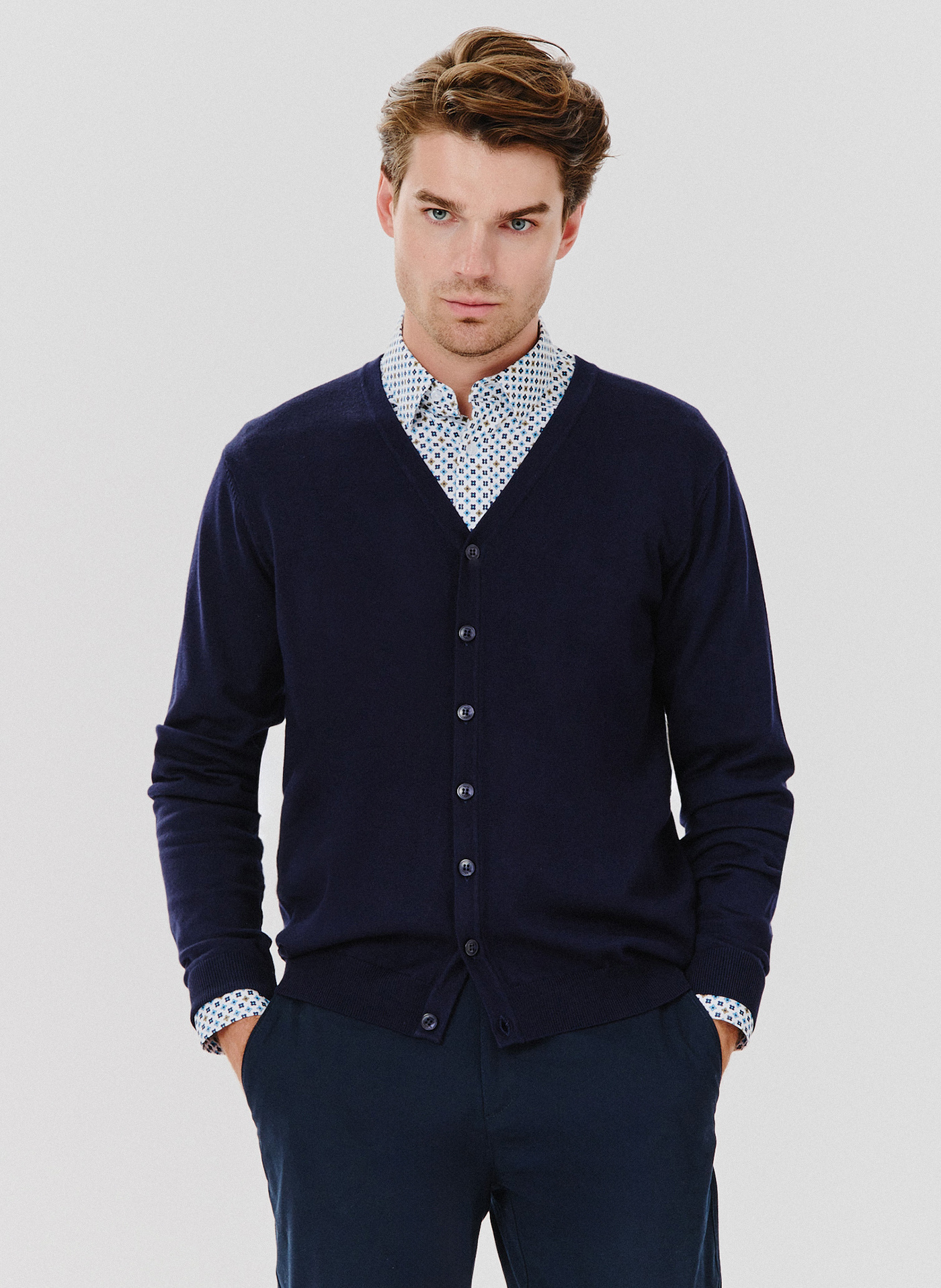 Męski kardigan w kolorze granatowym - Pako Lorente