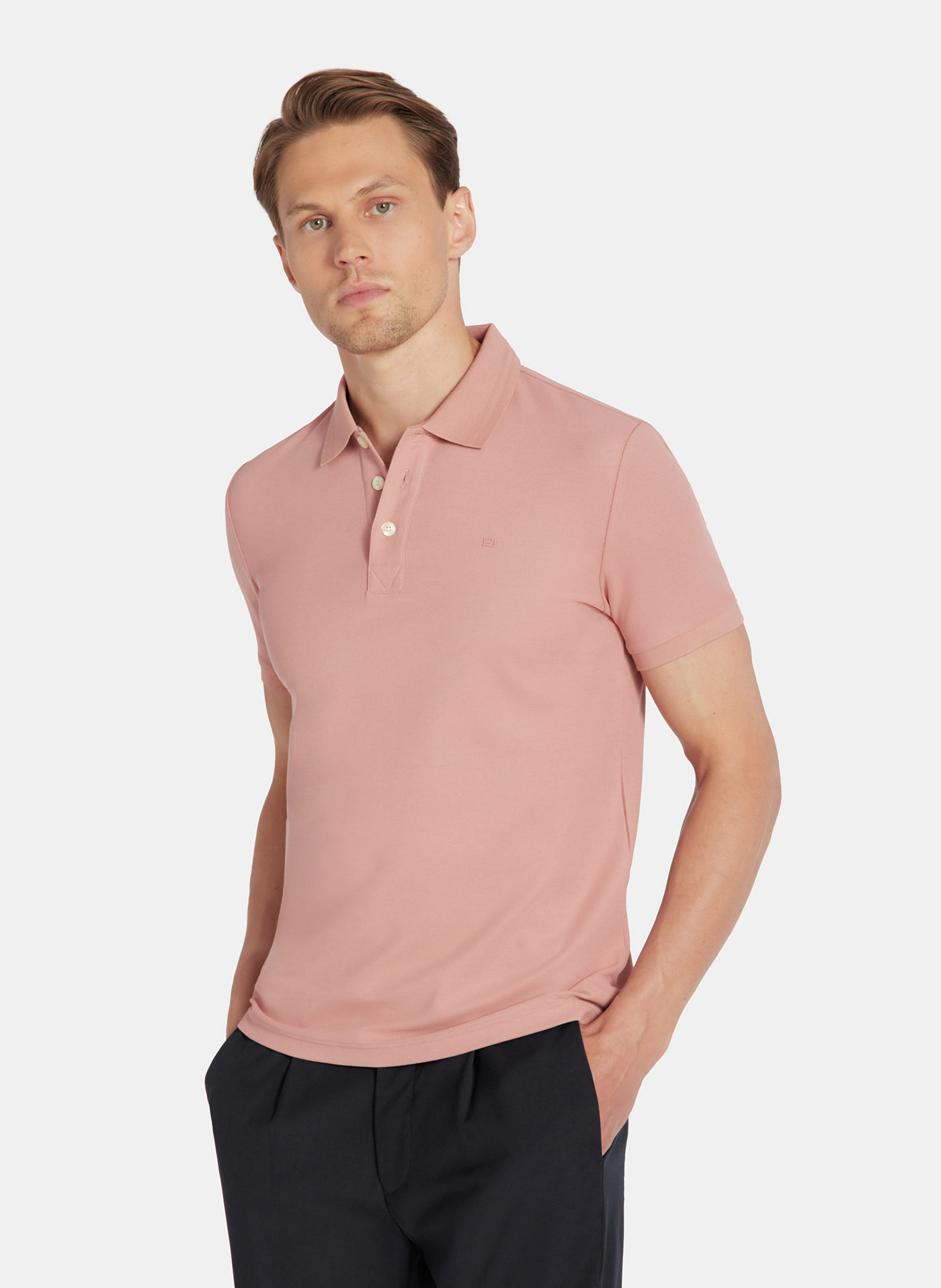 PAKO LORENTE - Różowy t-shirt polo na trzy guziczki - Pako Lorente