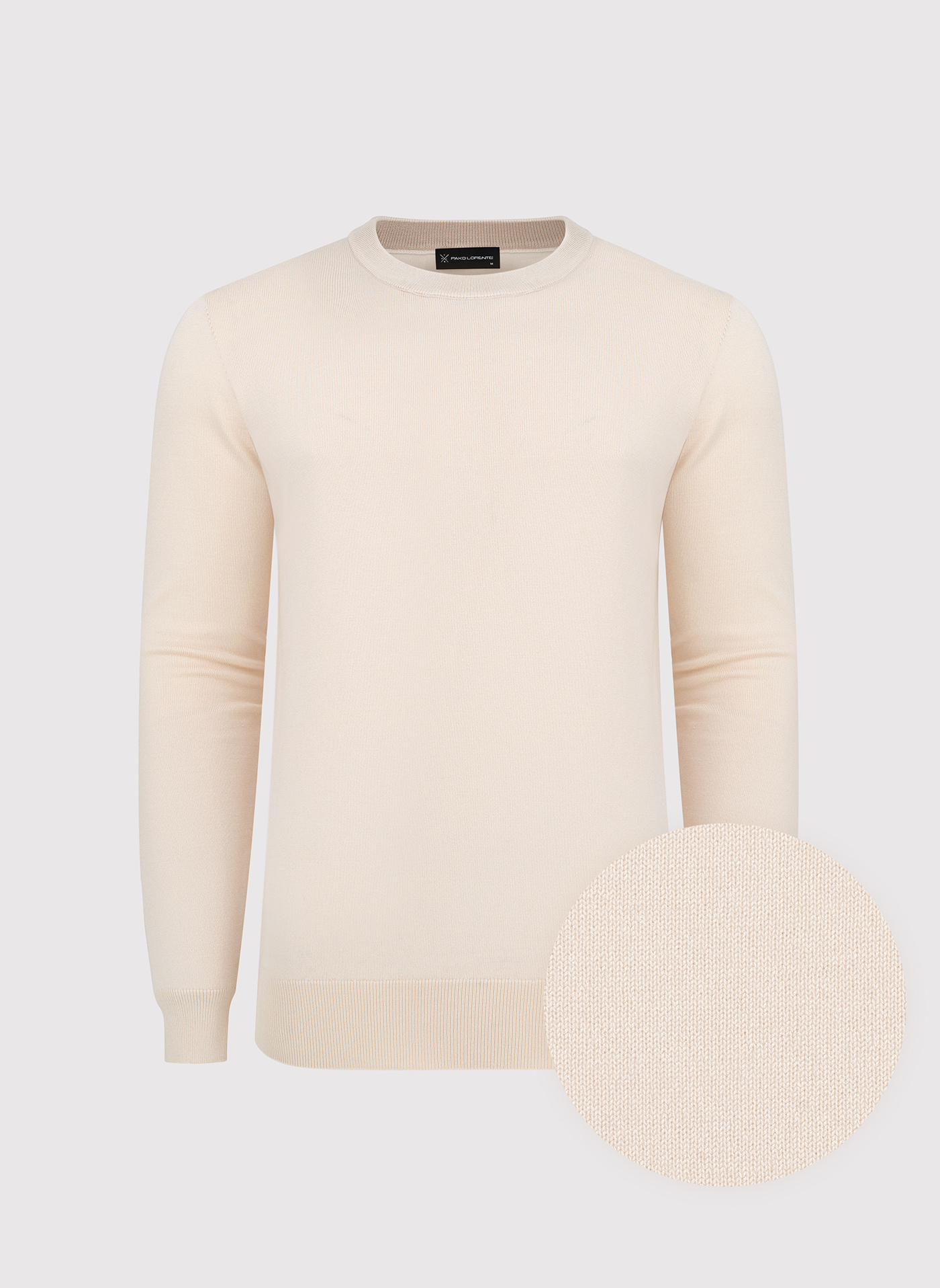 Beżowy sweter męski o-neck - Pako Lorente