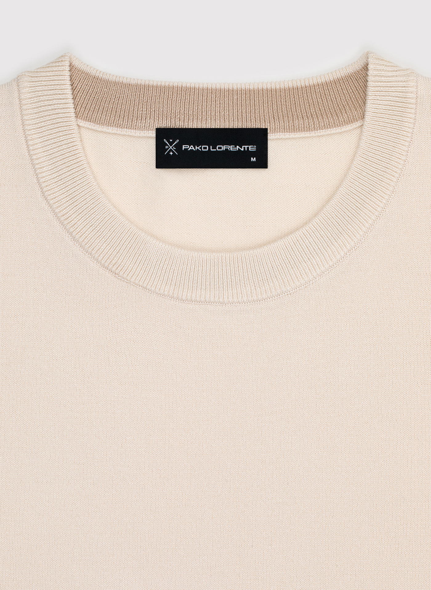 Beżowy sweter męski o-neck - Pako Lorente