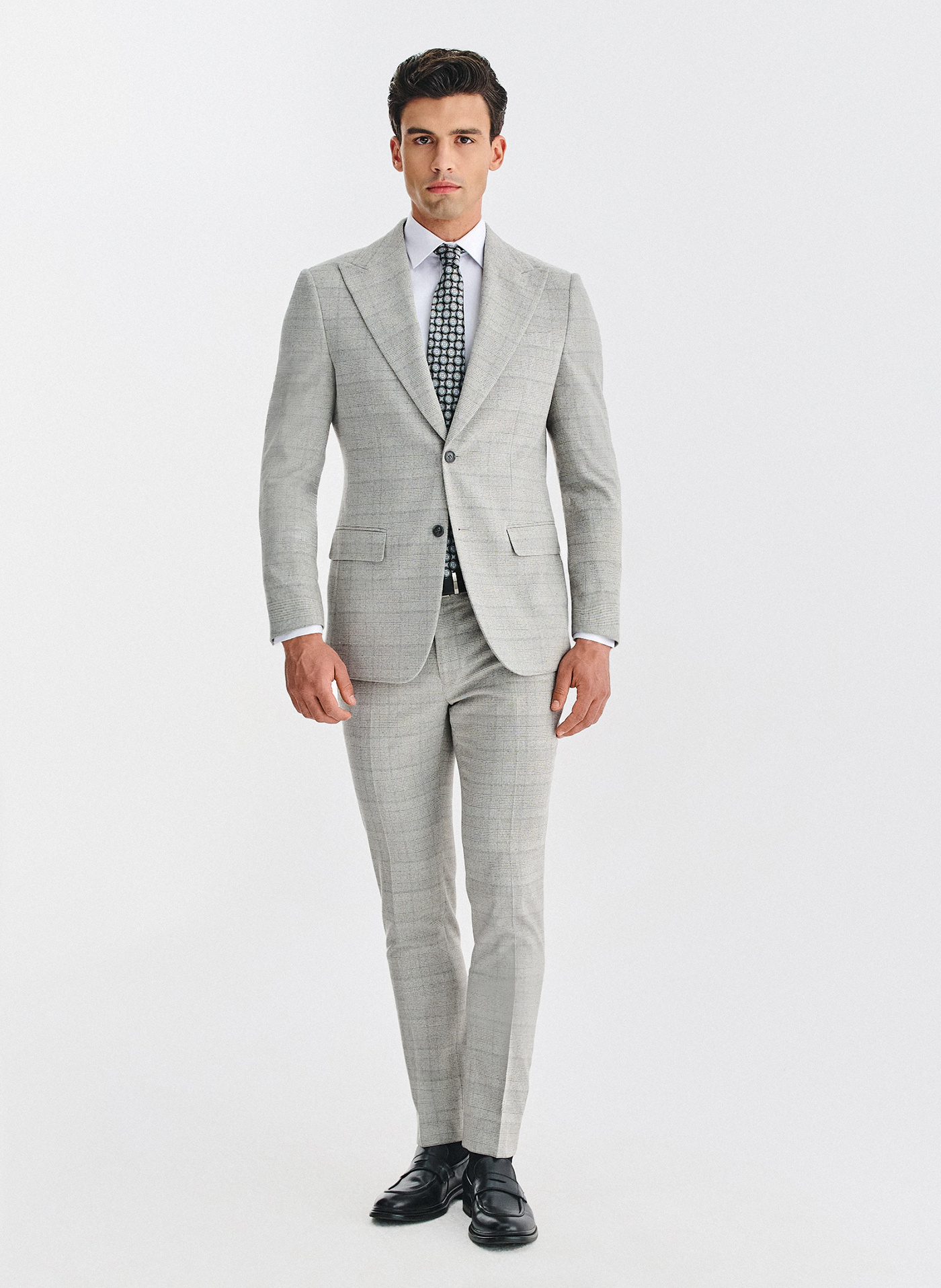 Szary garnitur męski w kratkę - Pako Lorente