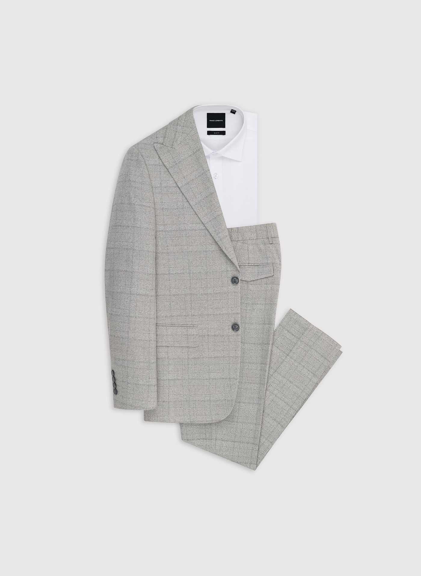 Szary garnitur męski w kratkę - Pako Lorente