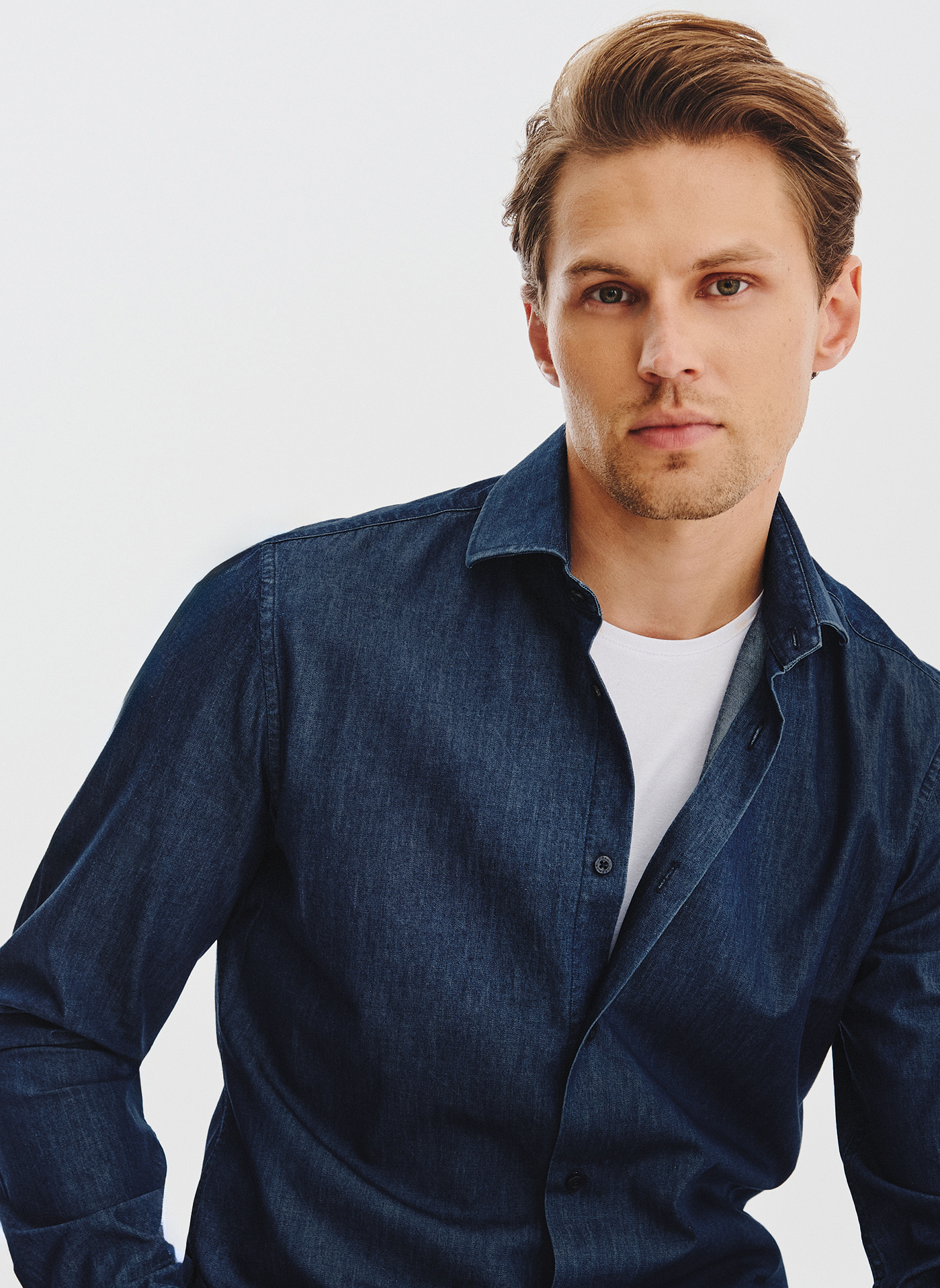 PAKO LORENTE - Granatowa koszula jeansowa - Pako Lorente