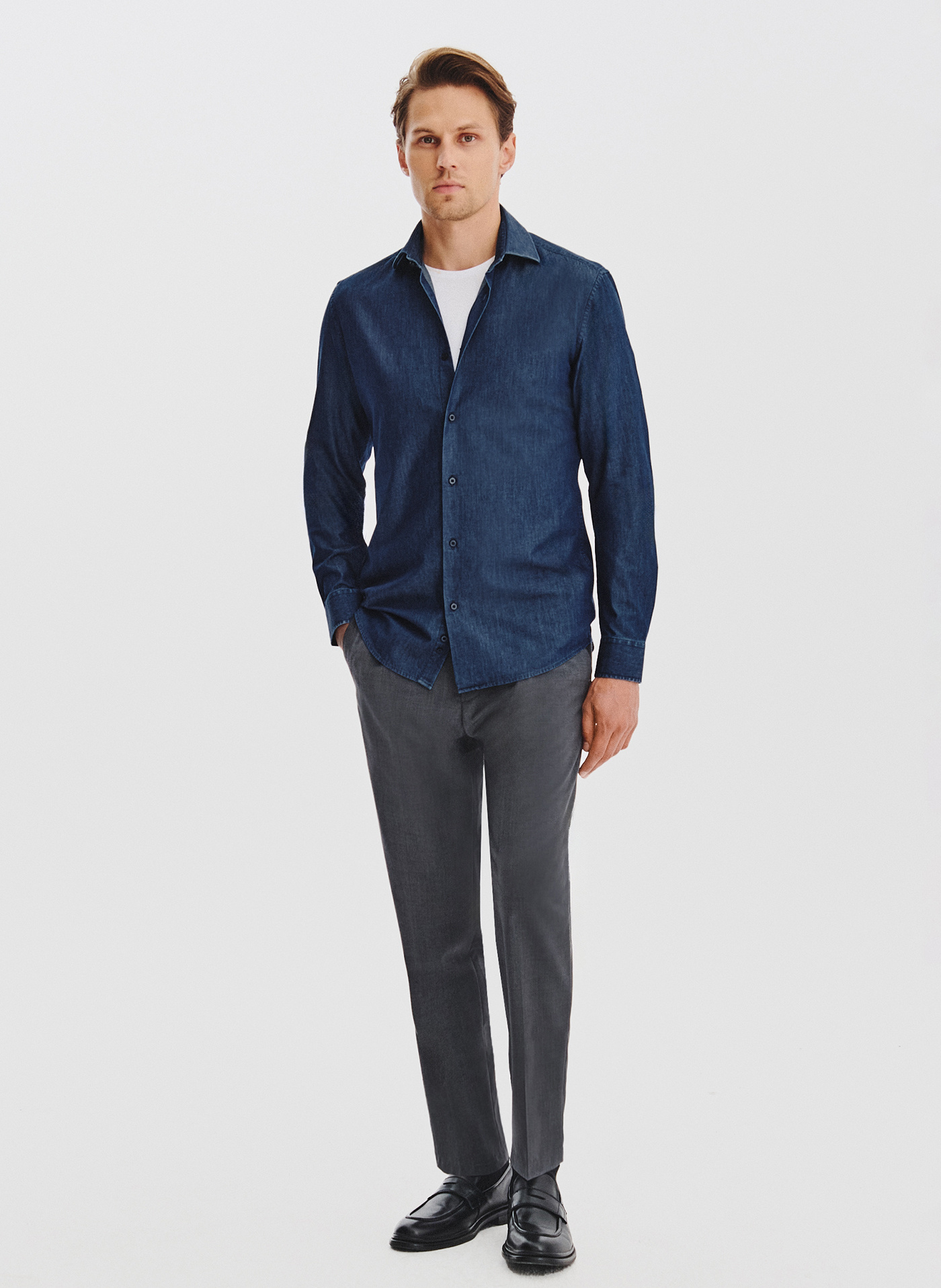 PAKO LORENTE - Granatowa koszula jeansowa - Pako Lorente