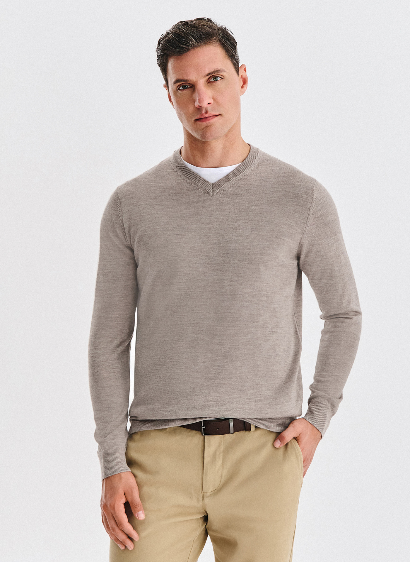 PAKO LORENTE - Wełniany sweter w kolorze beżowym - Pako Lorente