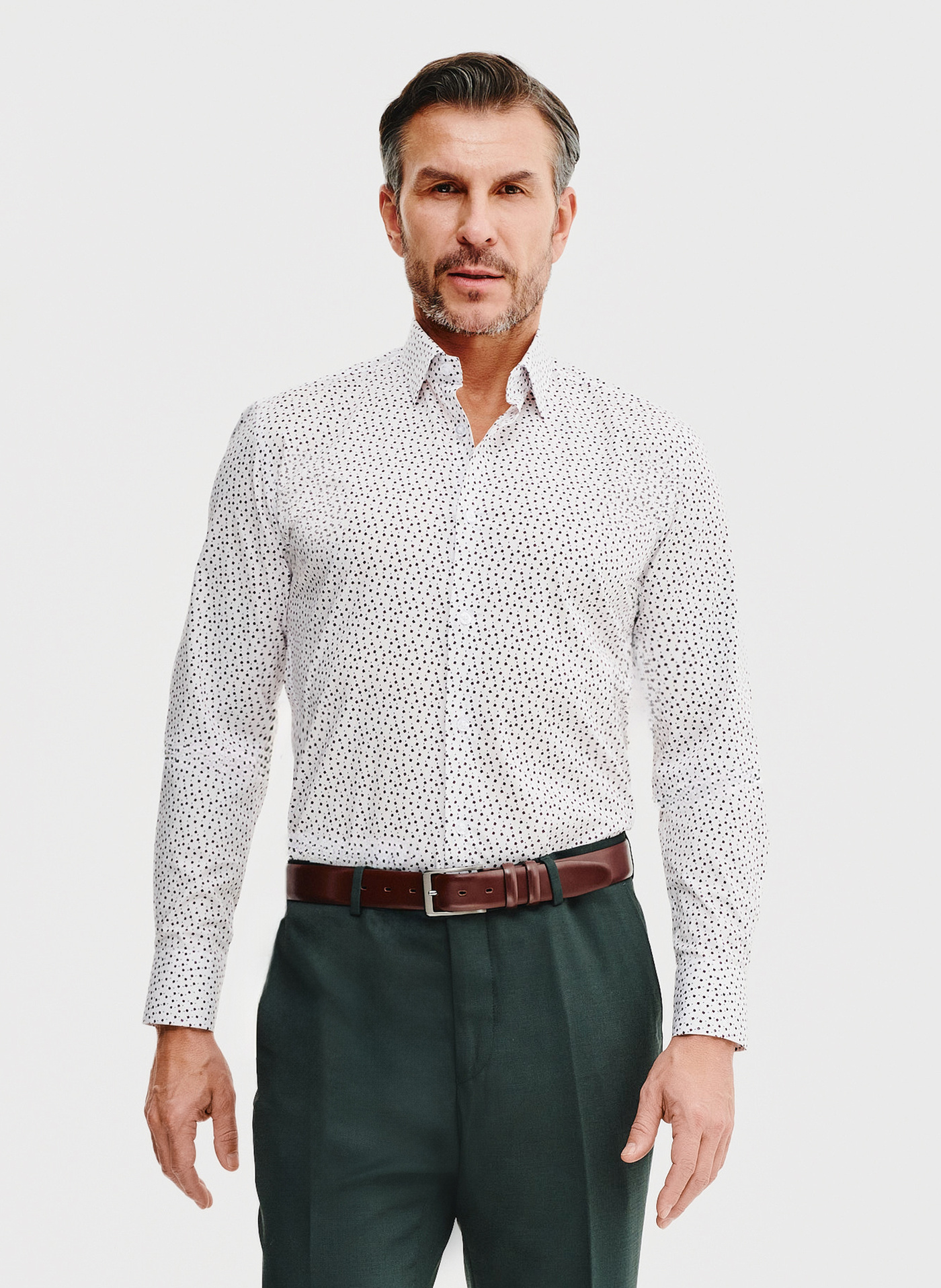 Biała koszula męska w mikrowzór - Pako Lorente