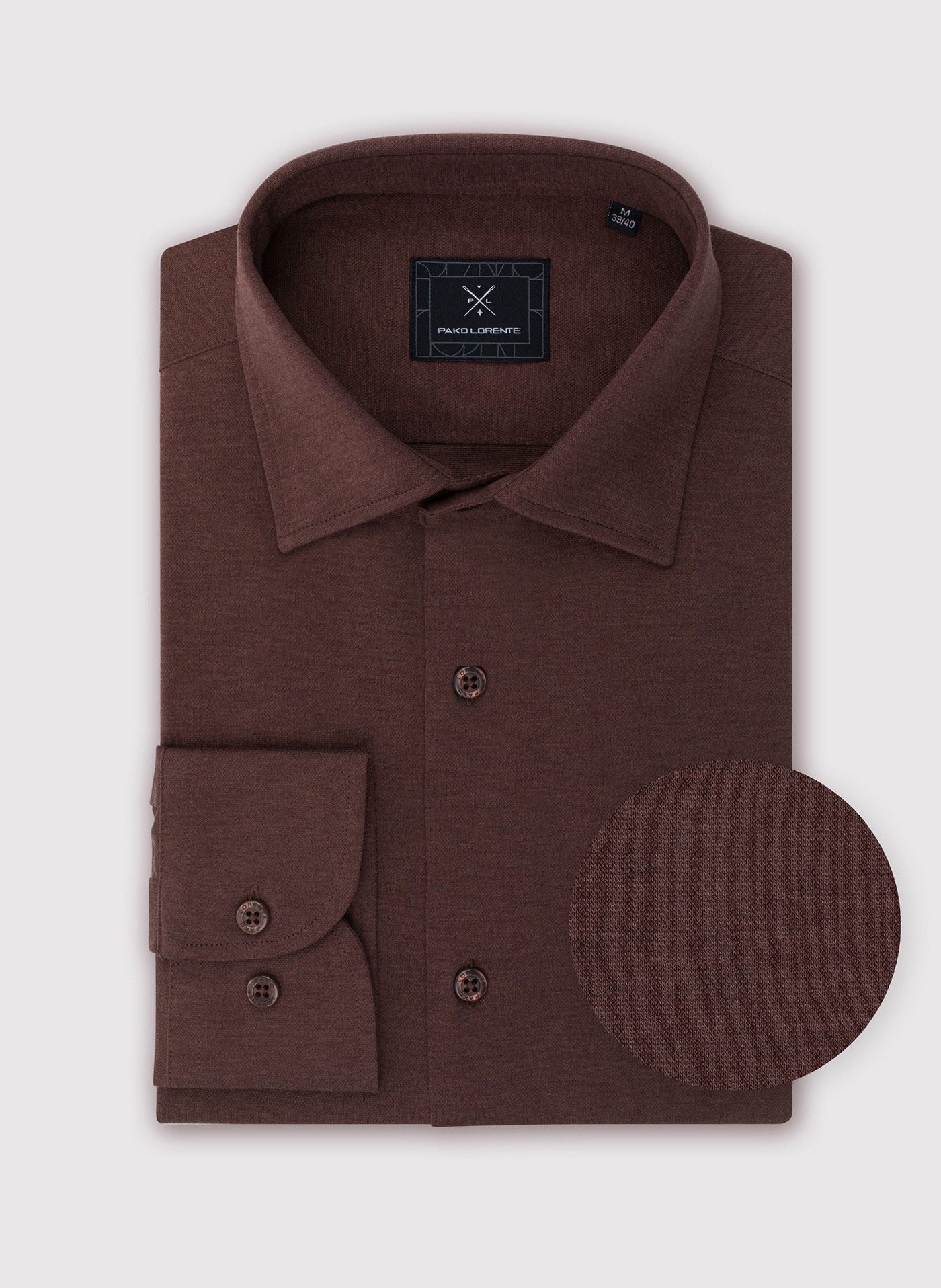 Ciemna brązowa bawełniana koszula męska - Pako Lorente
