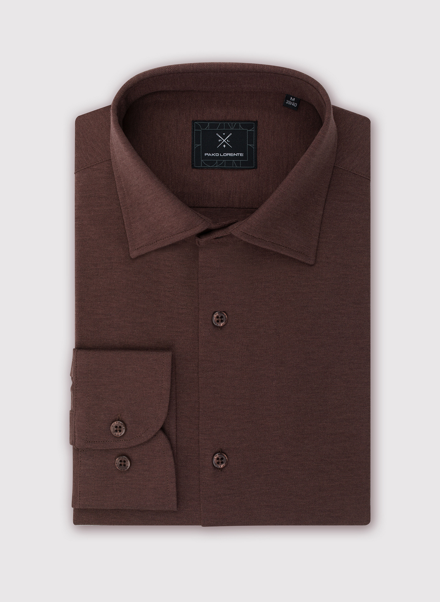 Ciemna brązowa bawełniana koszula męska - Pako Lorente