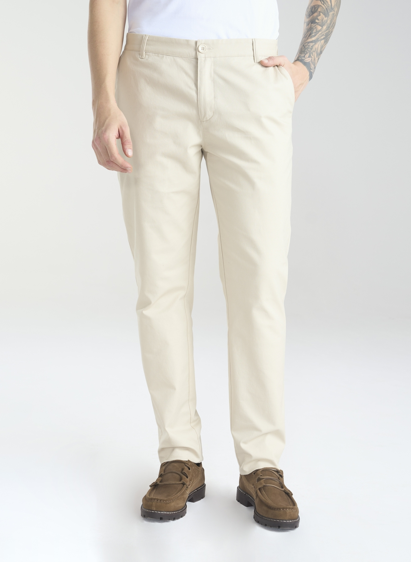 Beżowe męskie spodnie chino P24SF-WX-004-E-0 - Pako Lorente - Pako Lorente