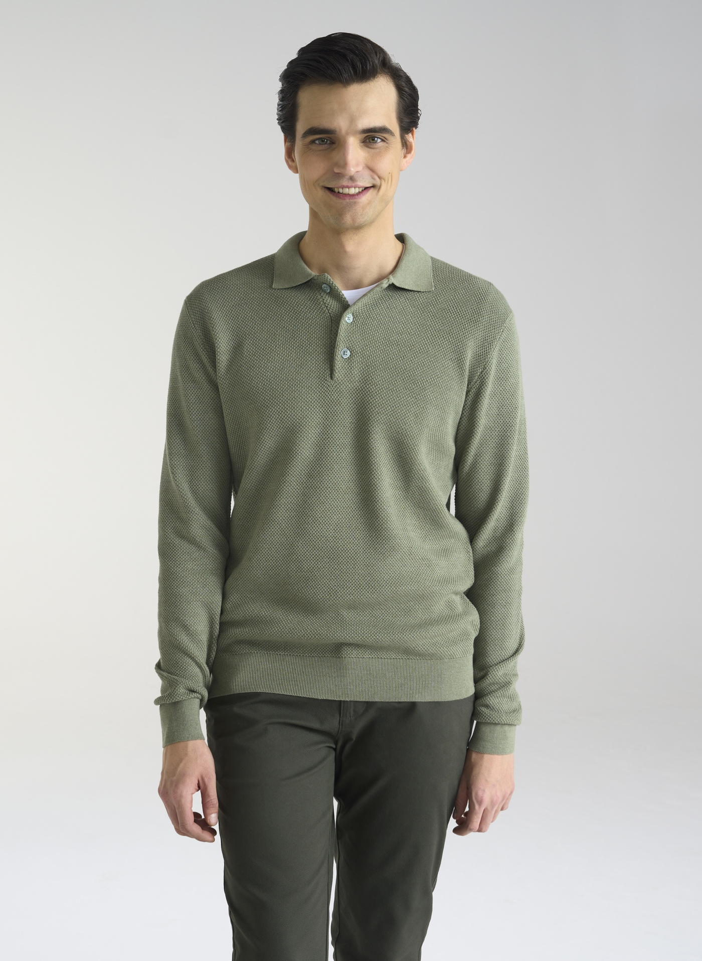 Zielony sweter męski z kołnierzykiem P24SF-2X-005-Z-0 - Pako Lorente - Pako Lorente