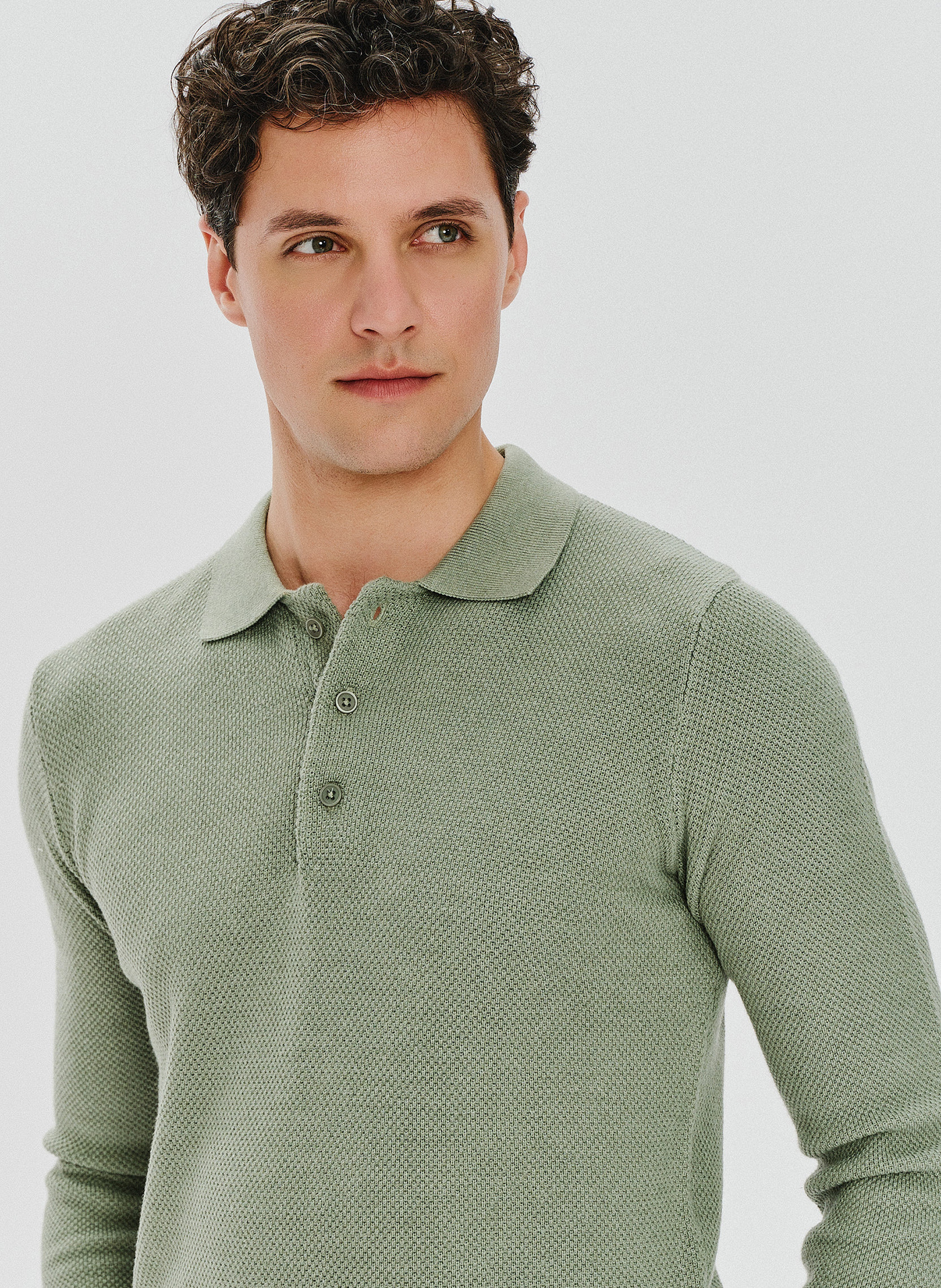 Zielony sweter męski z kołnierzykiem P24SF-2X-005-Z-0 - Pako Lorente - Pako Lorente