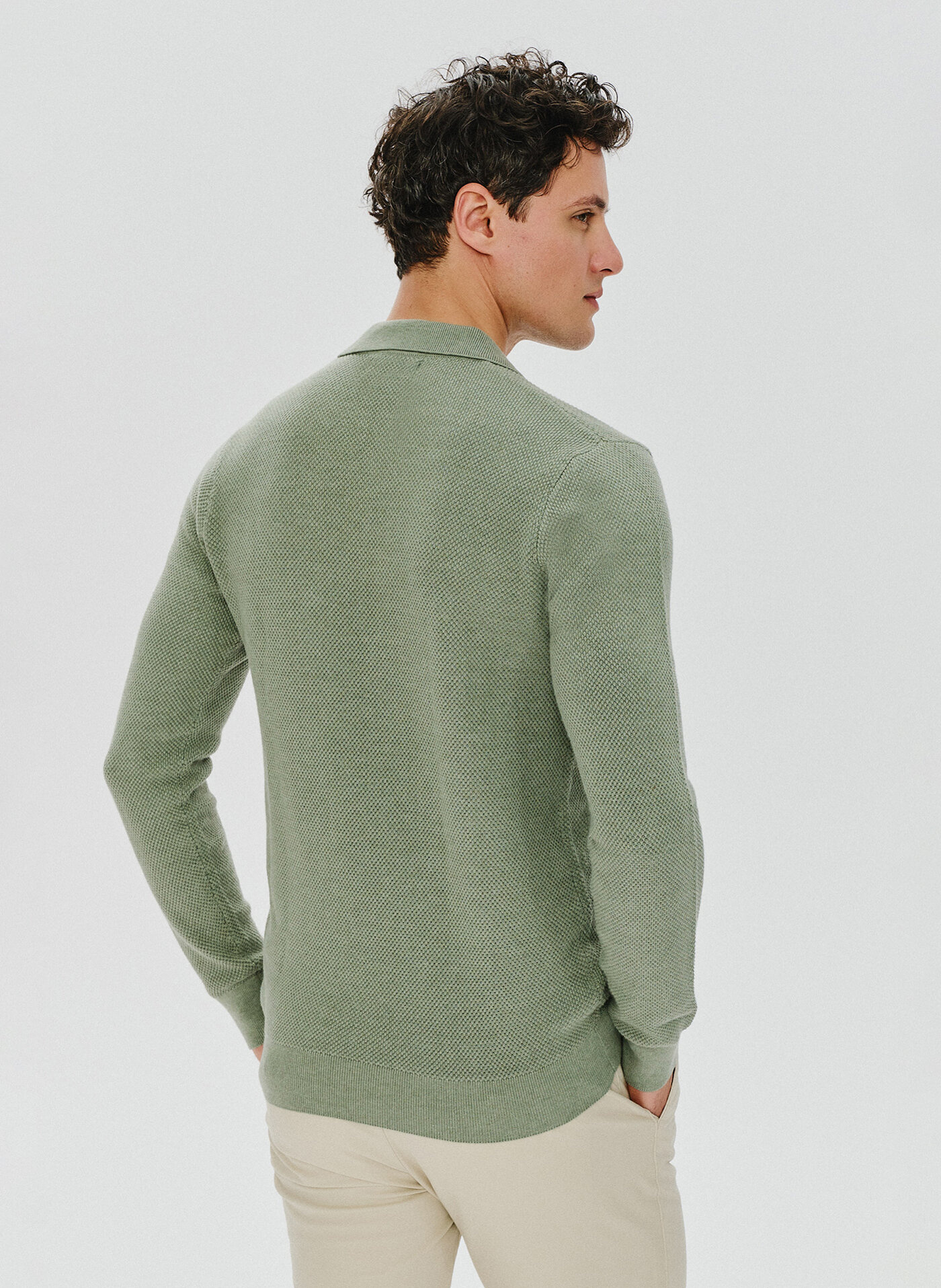 Zielony sweter męski z kołnierzykiem P24SF-2X-005-Z-0 - Pako Lorente - Pako Lorente