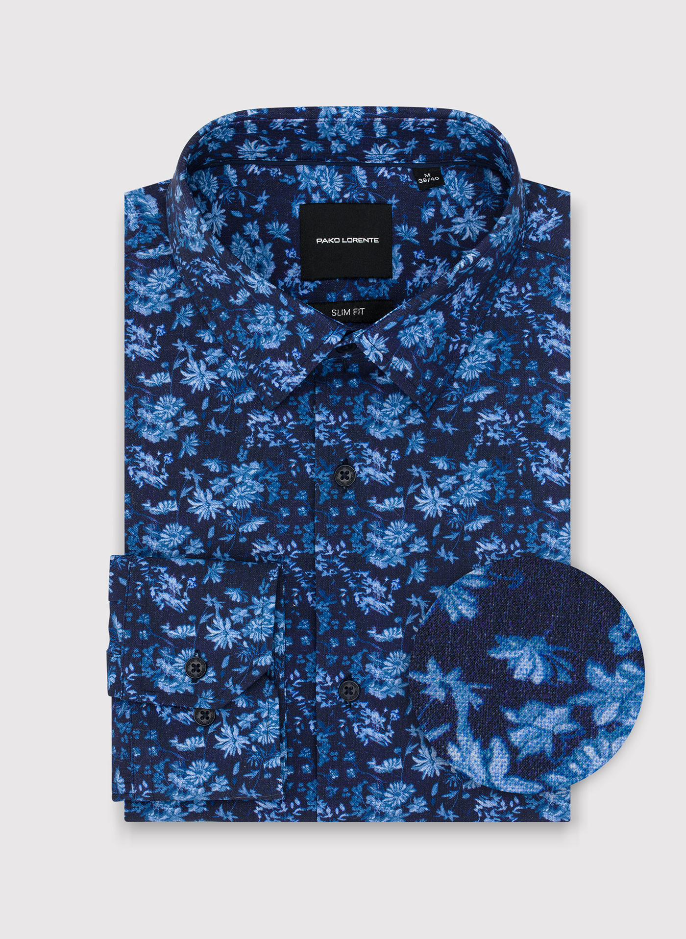 Granatowa dzianinowa koszula w kwiaty - Pako Lorente