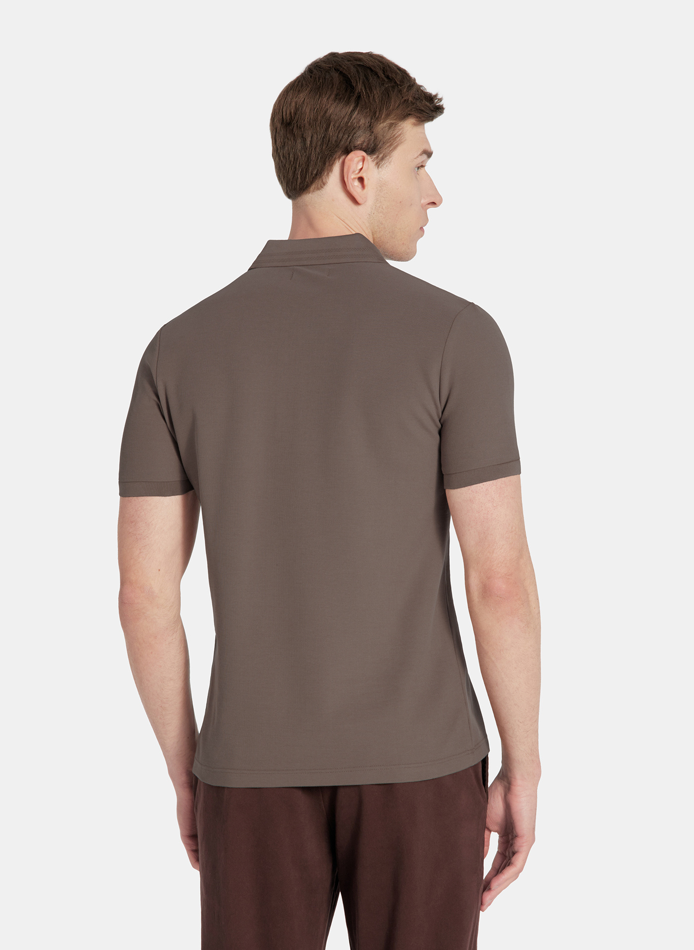 PAKO LORENTE - Brązowy t-shirt polo na trzy guziczki - Pako Lorente