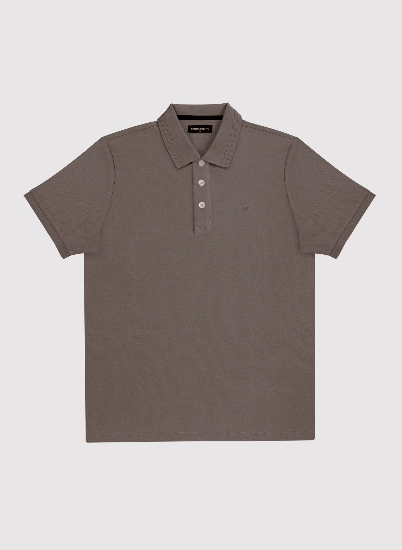 PAKO LORENTE - Brązowy t-shirt polo na trzy guziczki - Pako Lorente