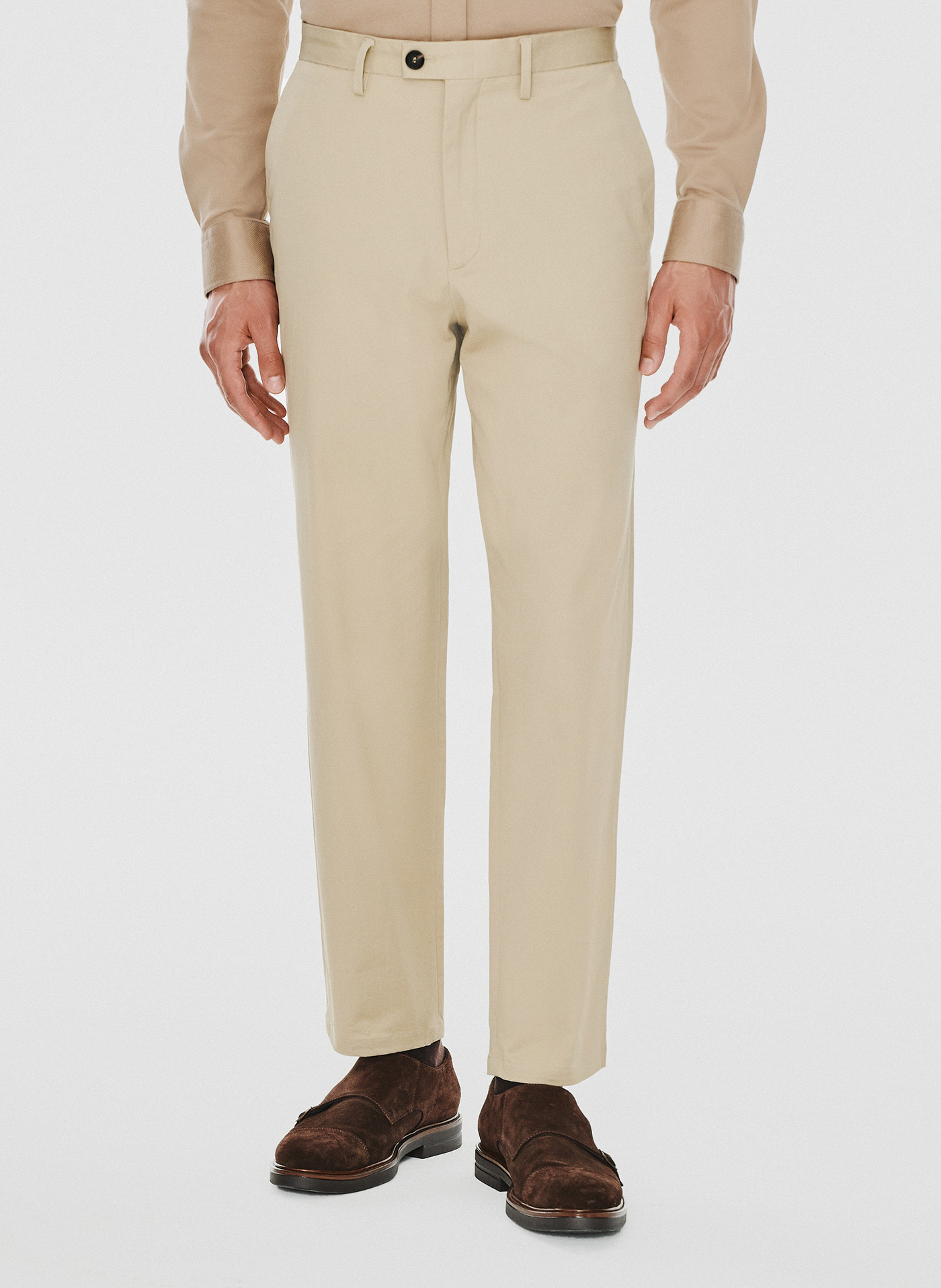 Beżowe spodnie męskie o kroju carrot - Pako Lorente