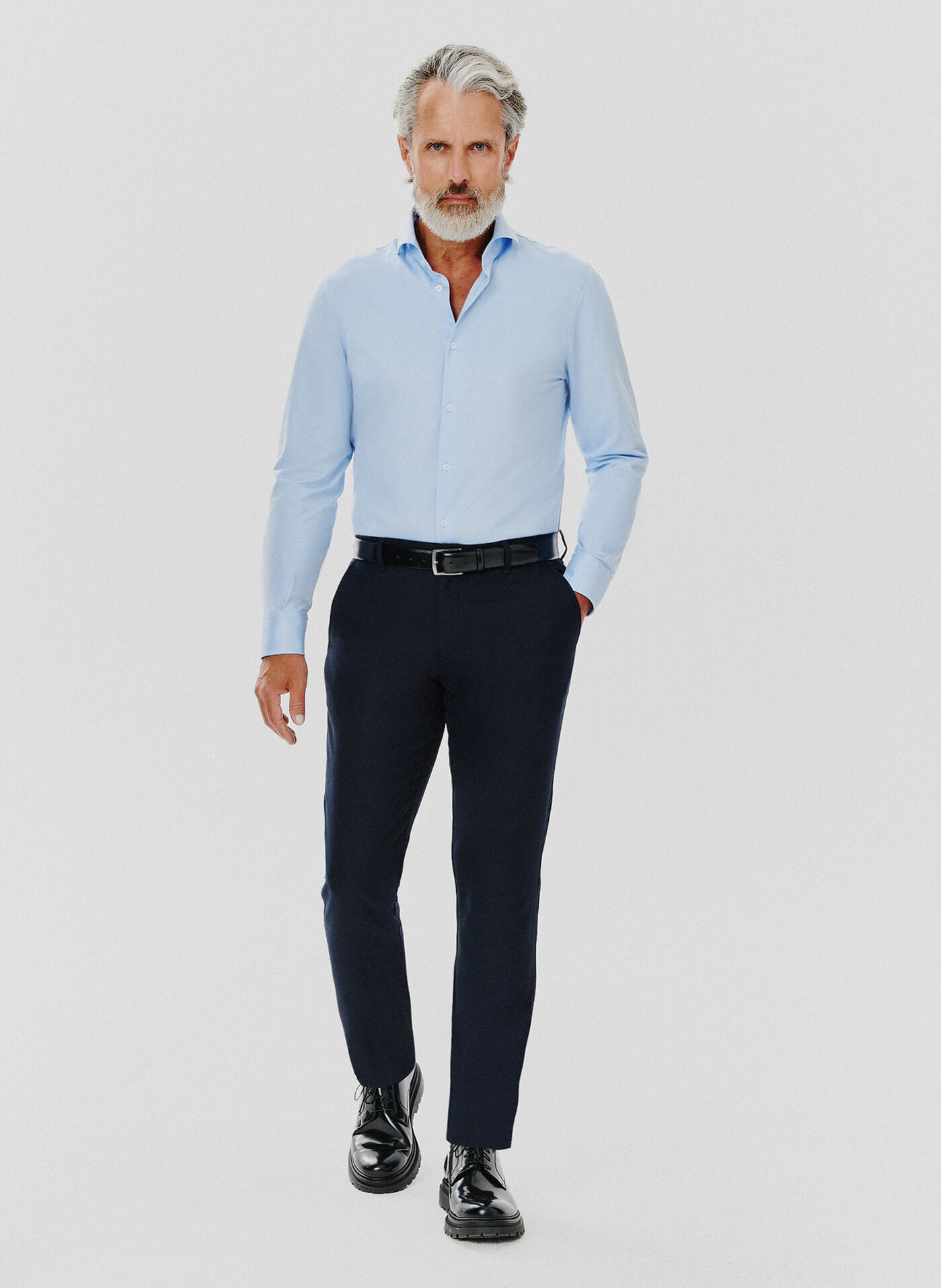 Niebieska koszula męska z długim rękawem - Pako Lorente