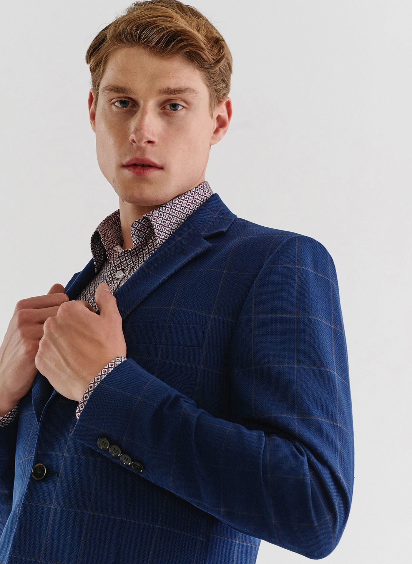 Granatowa marynarka casualowa w kratę - Pako Lorente