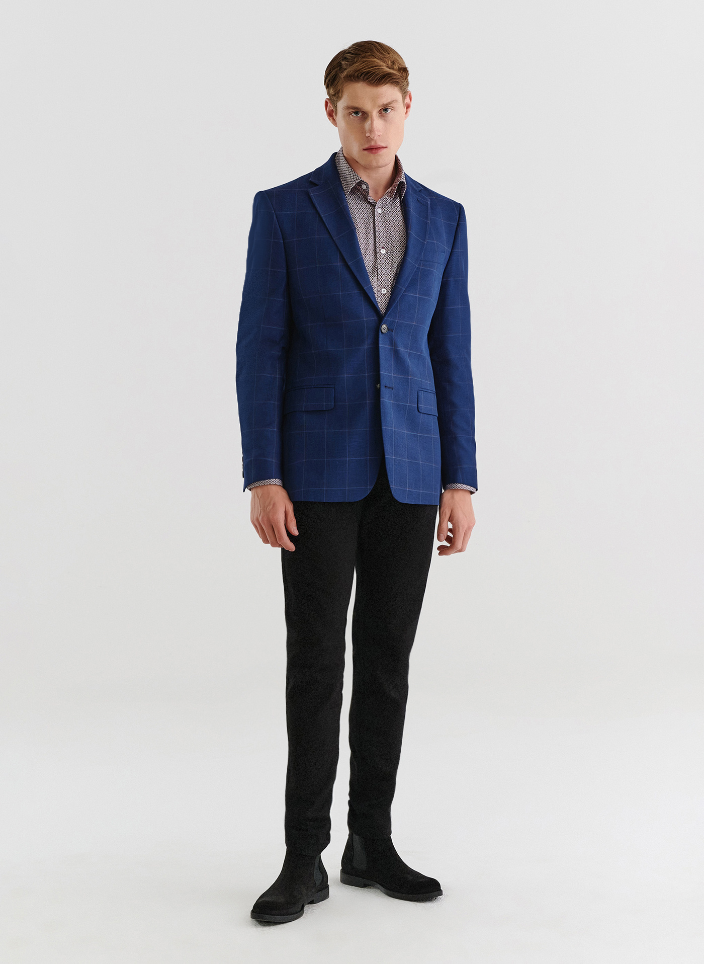 Granatowa marynarka casualowa w kratę - Pako Lorente