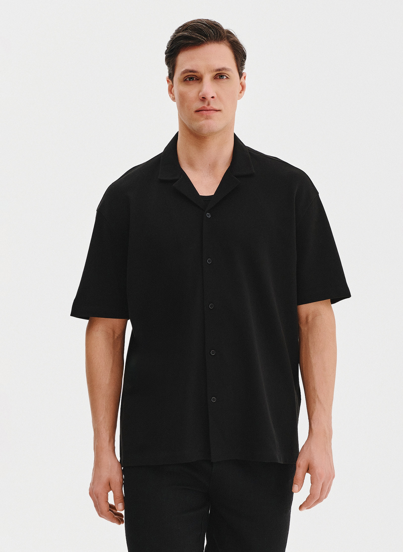 PAKO LORENTE - Koszula męska w kolorze czarnym z krótkim rękawem - Pako Lorente