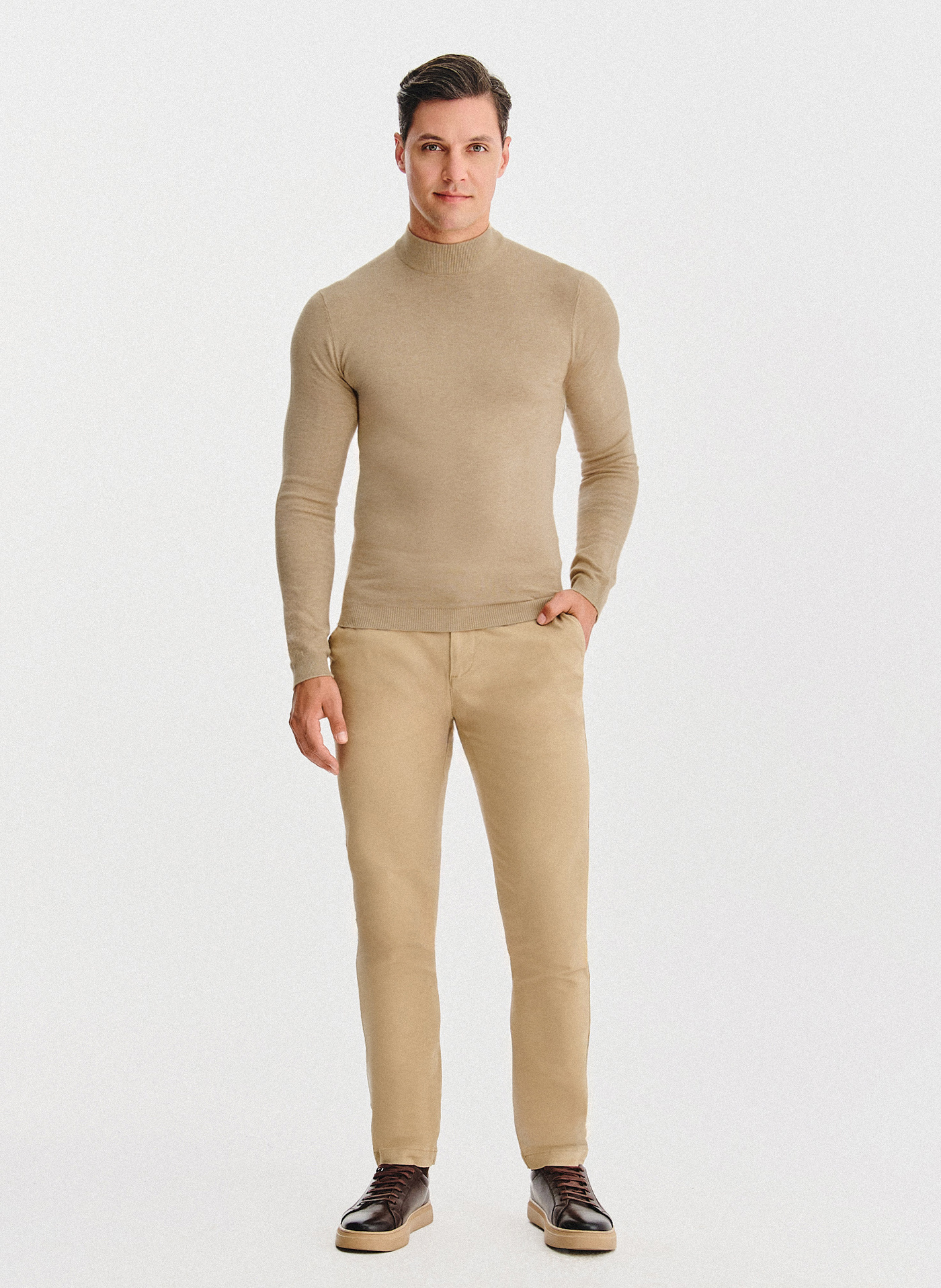 PAKO LORENTE - Półgolf męski w beżowym kolorze - Pako Lorente