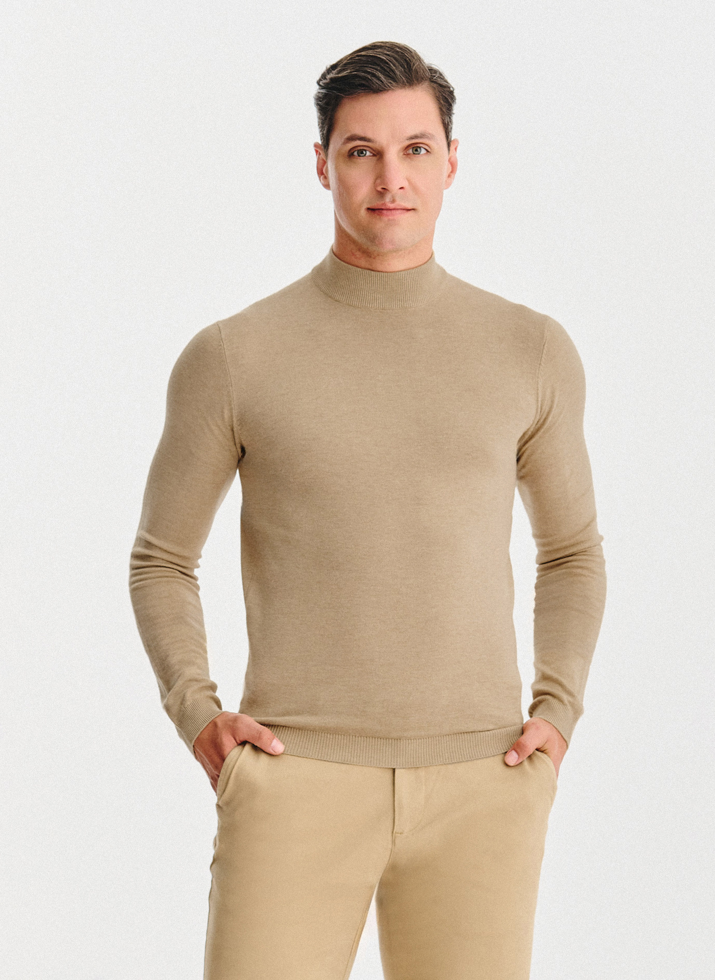 PAKO LORENTE - Półgolf męski w beżowym kolorze - Pako Lorente