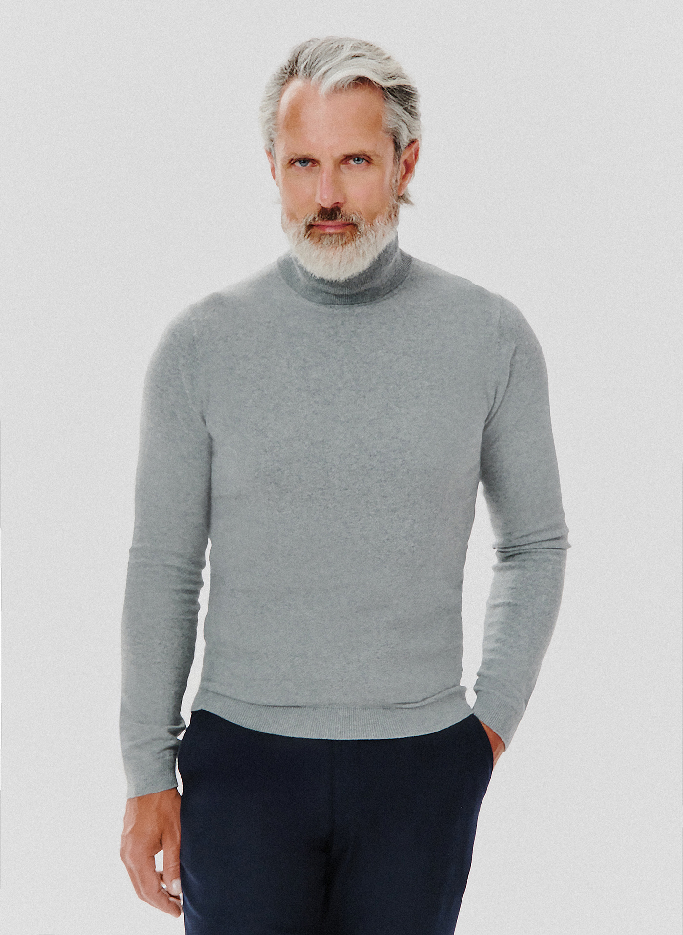 Szary gładki golf męski - Pako Lorente