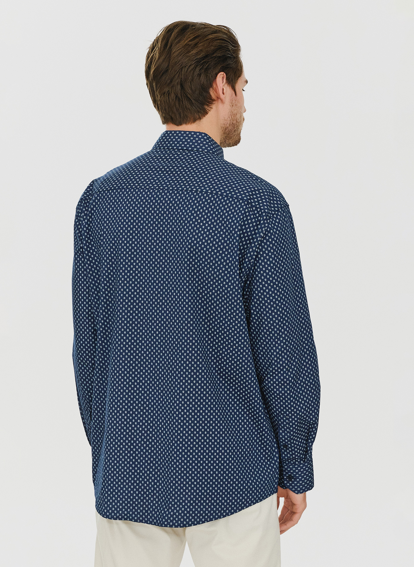 Granatowa koszula o prostym kroju we wzór paisley P24SF-1X-029-G-R - Pako Lorente - Pako Lorente