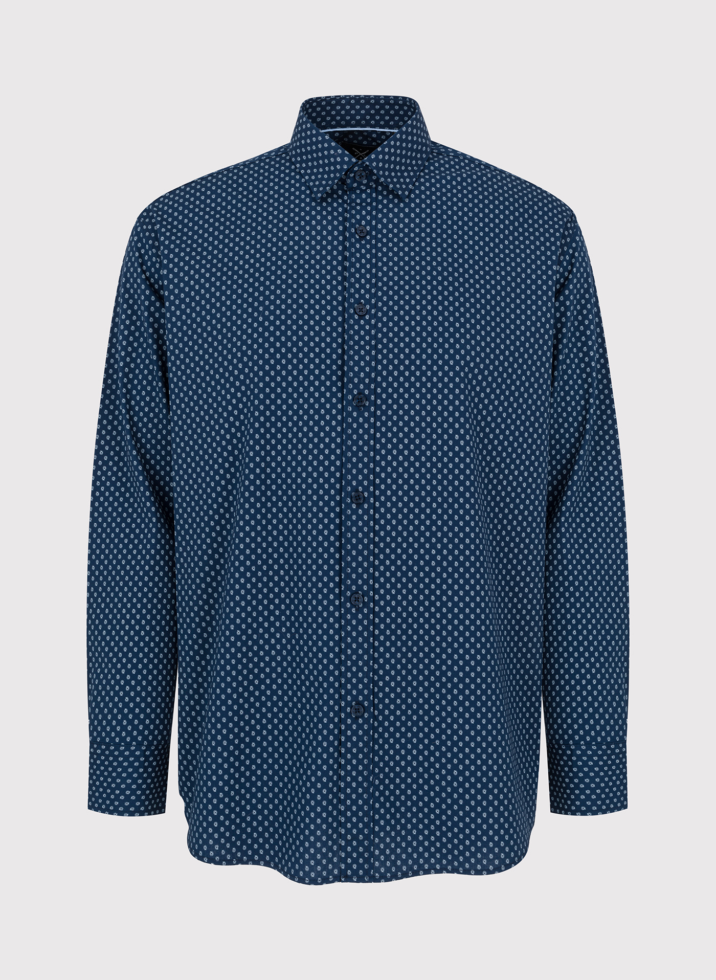 Granatowa koszula o prostym kroju we wzór paisley P24SF-1X-029-G-R - Pako Lorente - Pako Lorente
