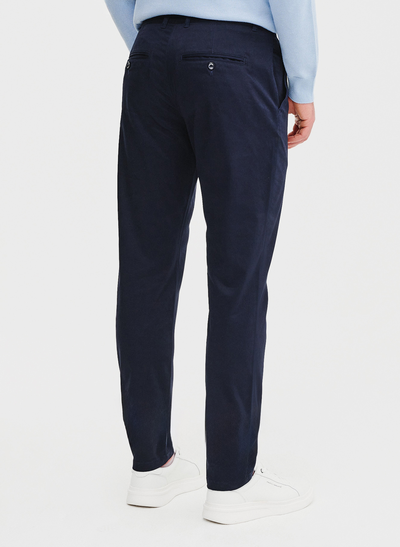 Granatowe gładkie spodnie męskie - Pako Lorente