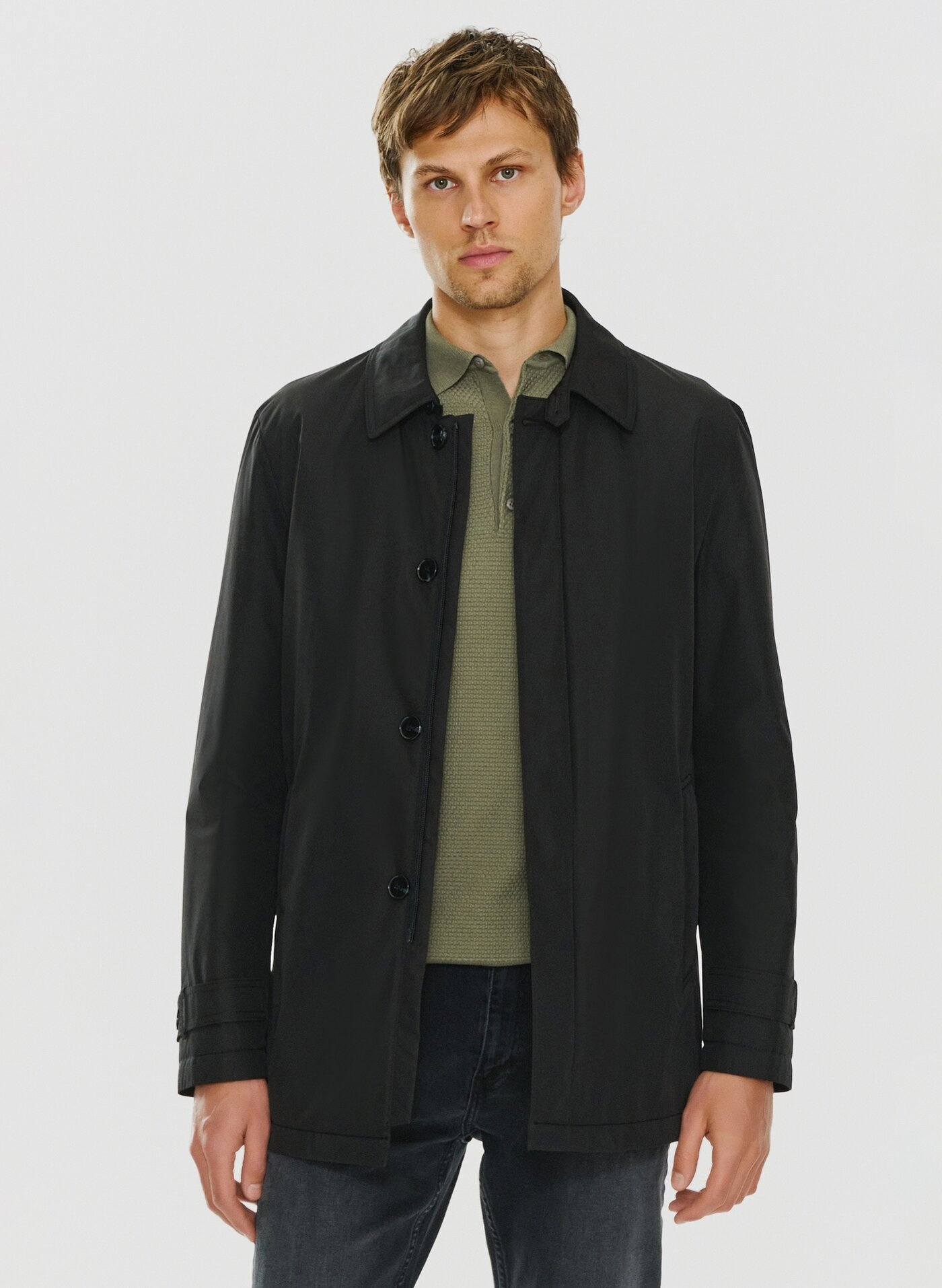 Czarny przejściowy płaszcz męski - Pako Lorente