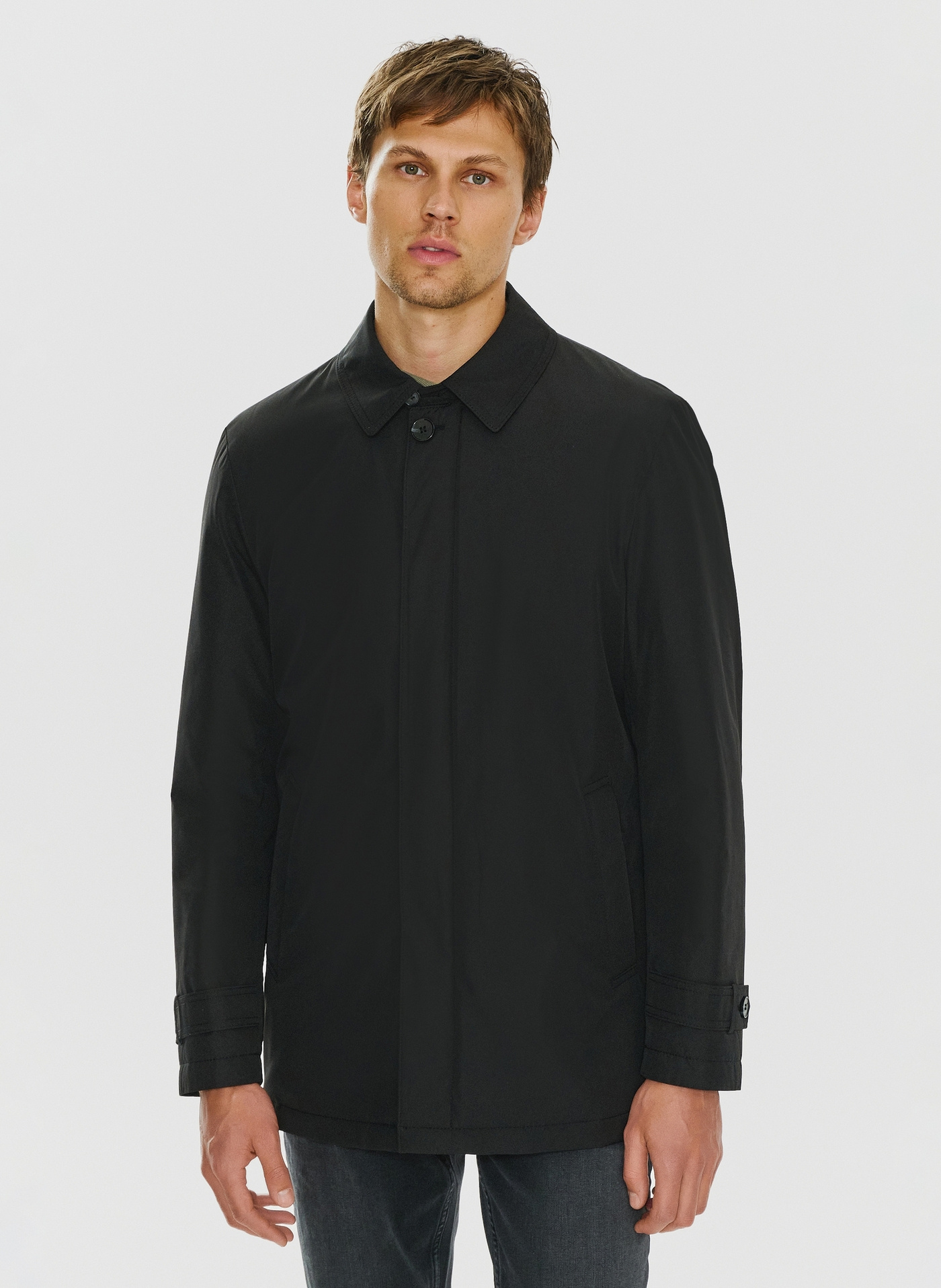 Czarny przejściowy płaszcz męski - Pako Lorente