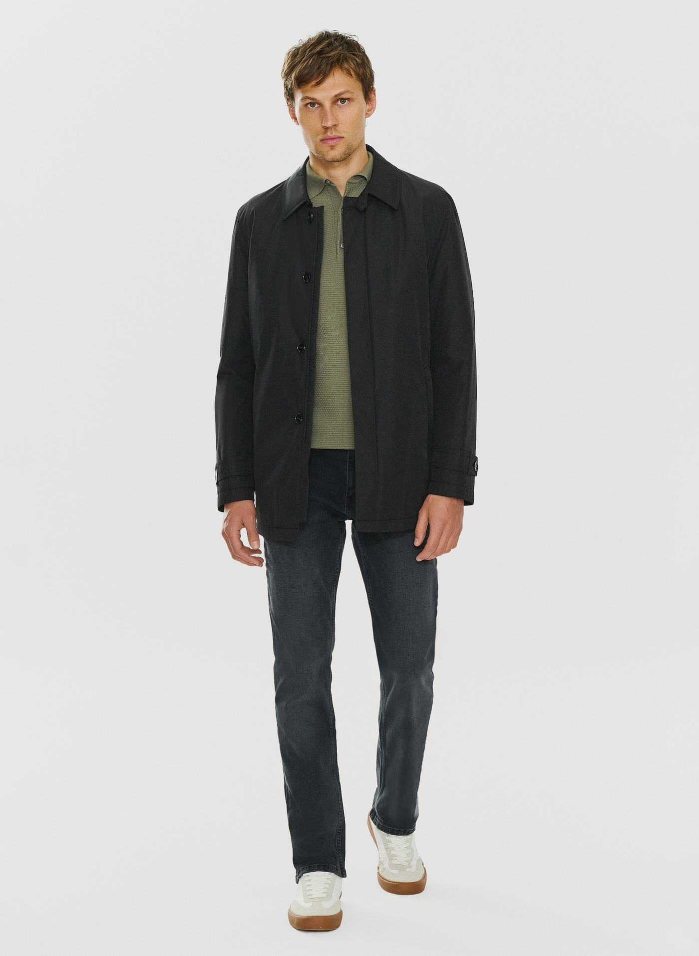 Czarny przejściowy płaszcz męski - Pako Lorente