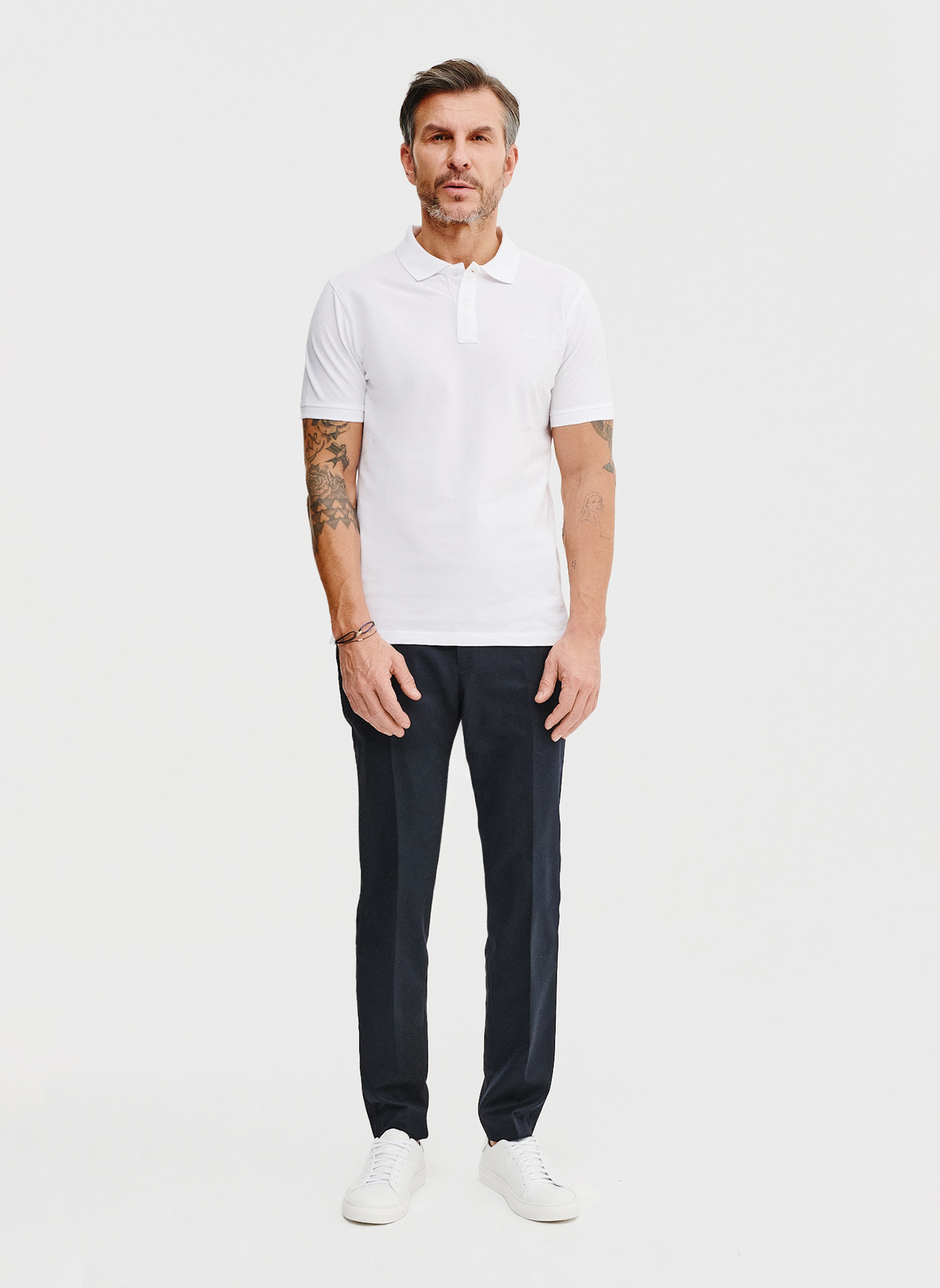 Gładki t-shirt polo w białym kolorze - Pako Lorente