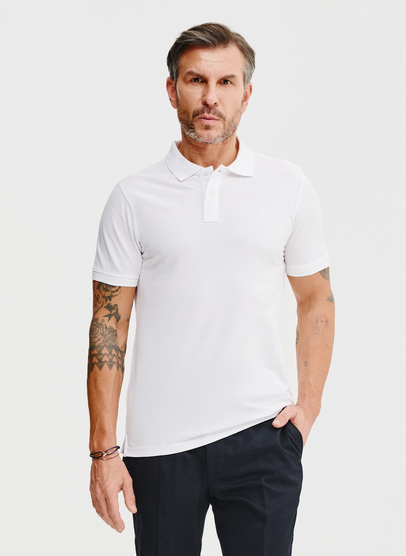 Gładki t-shirt polo w białym kolorze - Pako Lorente
