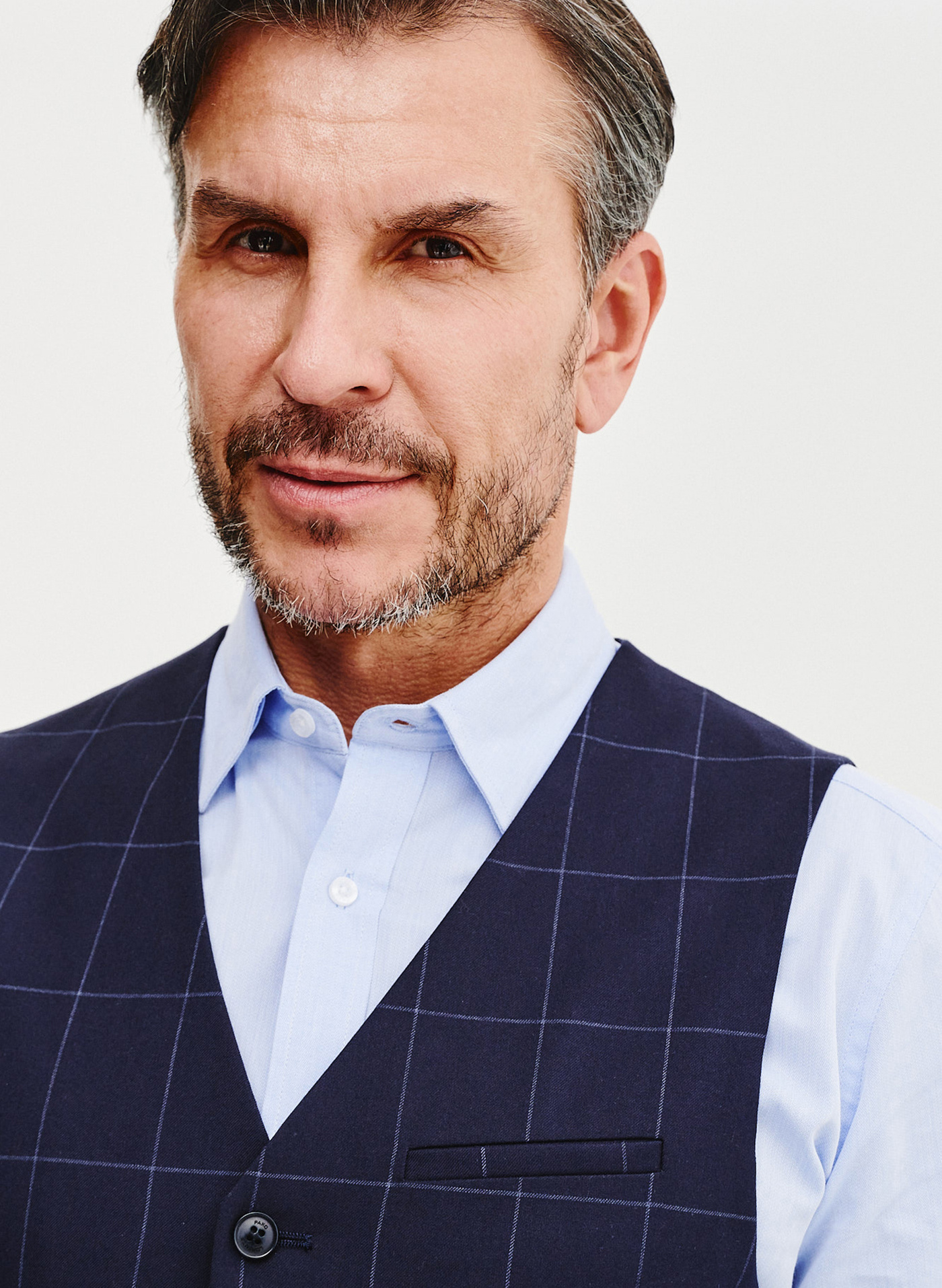 Granatowa kamizelka męska w kratę - Pako Lorente