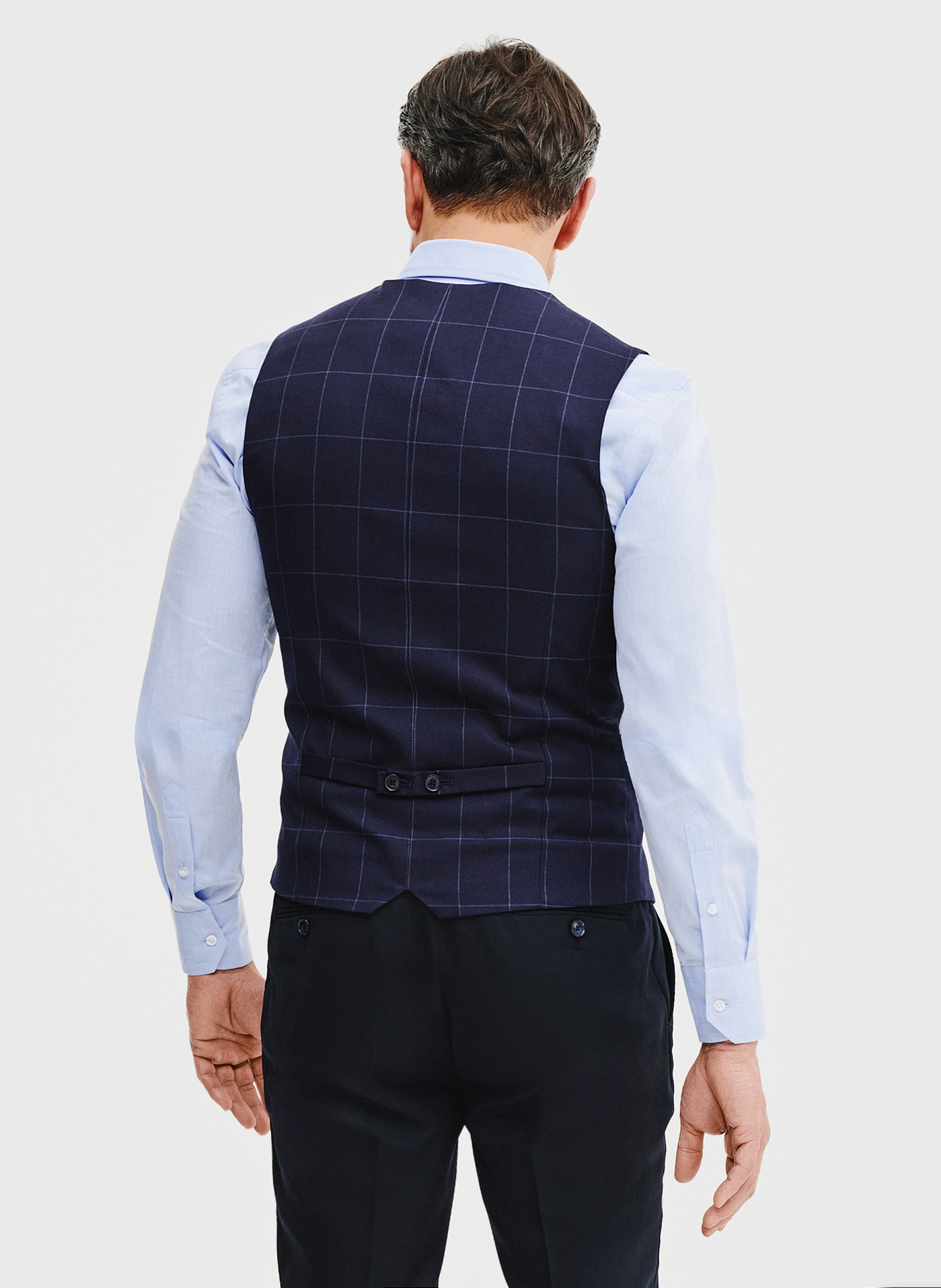 Granatowa kamizelka męska w kratę - Pako Lorente