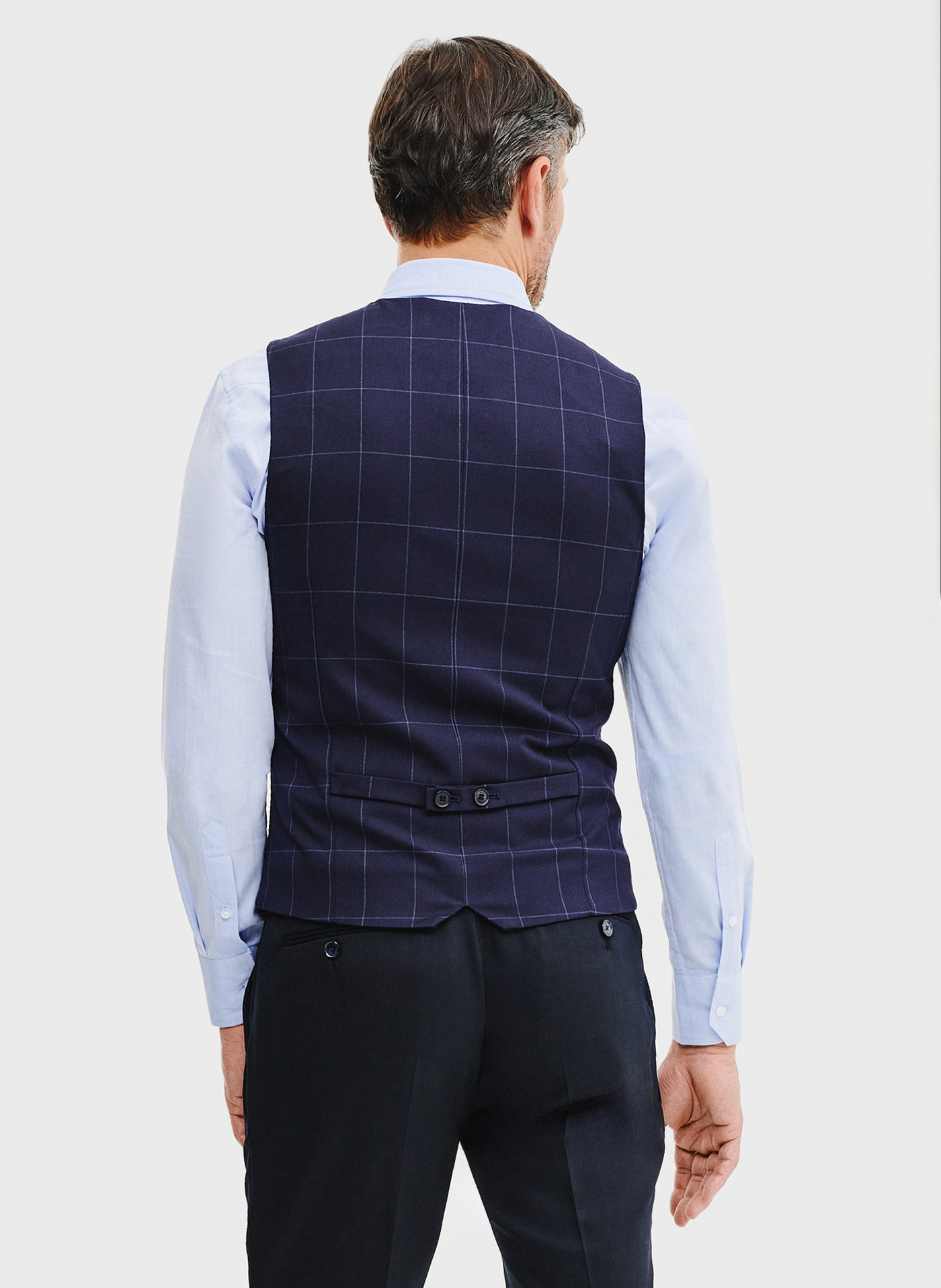 Granatowa kamizelka męska w kratę - Pako Lorente