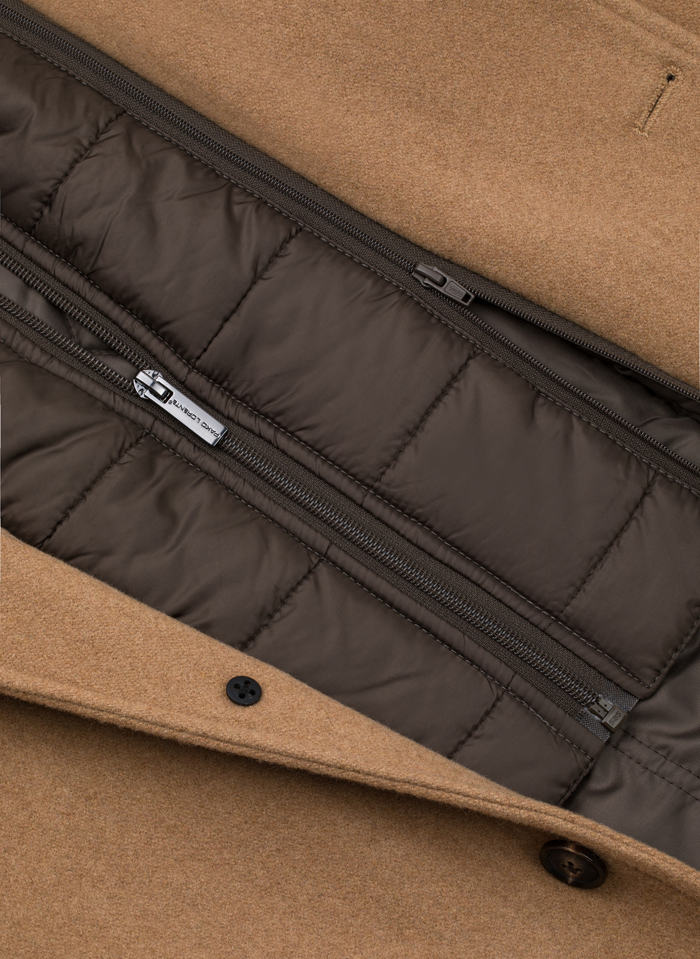 PAKO LORENTE - Beżowy płaszcz męski z odpinanym kołnierzem - Pako Lorente