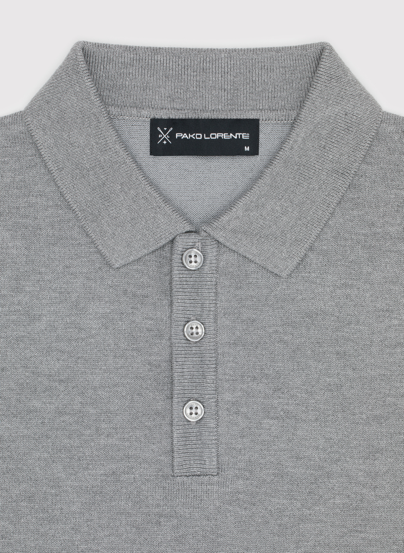 Szary sweter męski z kołnierzykiem polo - Pako Lorente