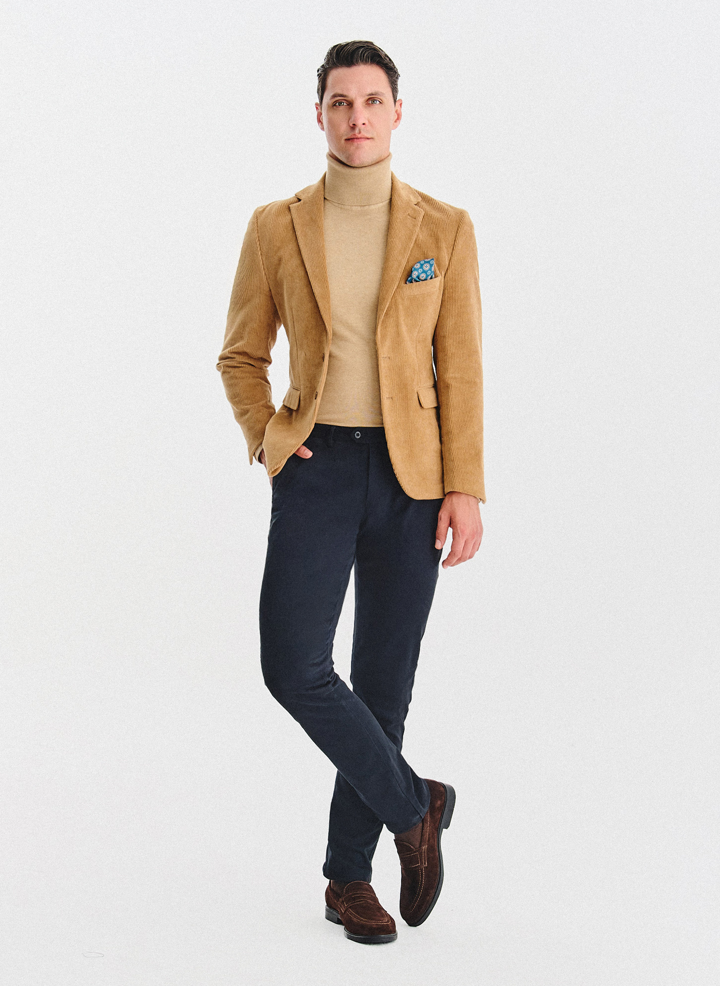 PAKO LORENTE - Beżowa sztruksowa marynarka męska - Pako Lorente