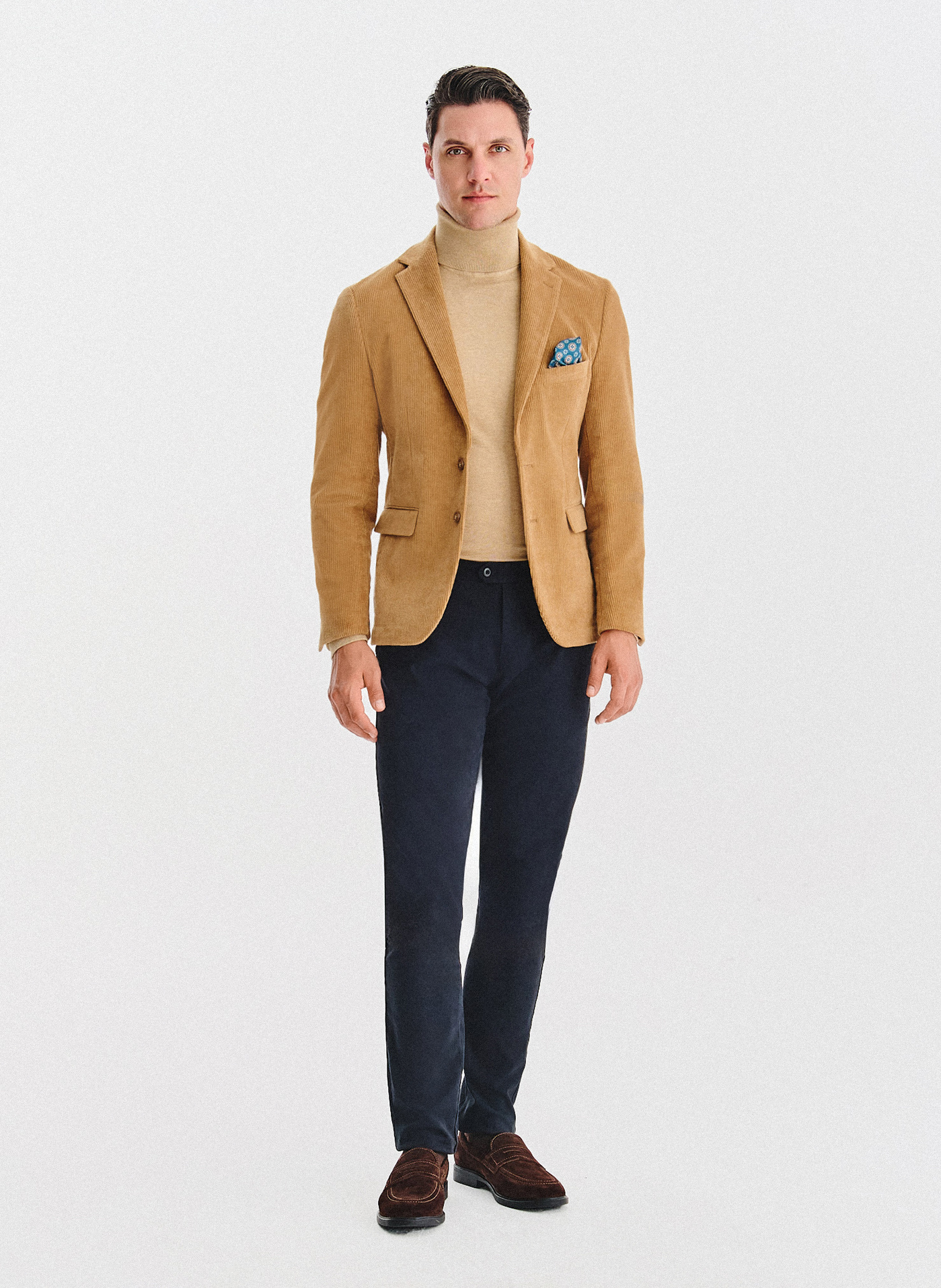 PAKO LORENTE - Beżowa sztruksowa marynarka męska - Pako Lorente