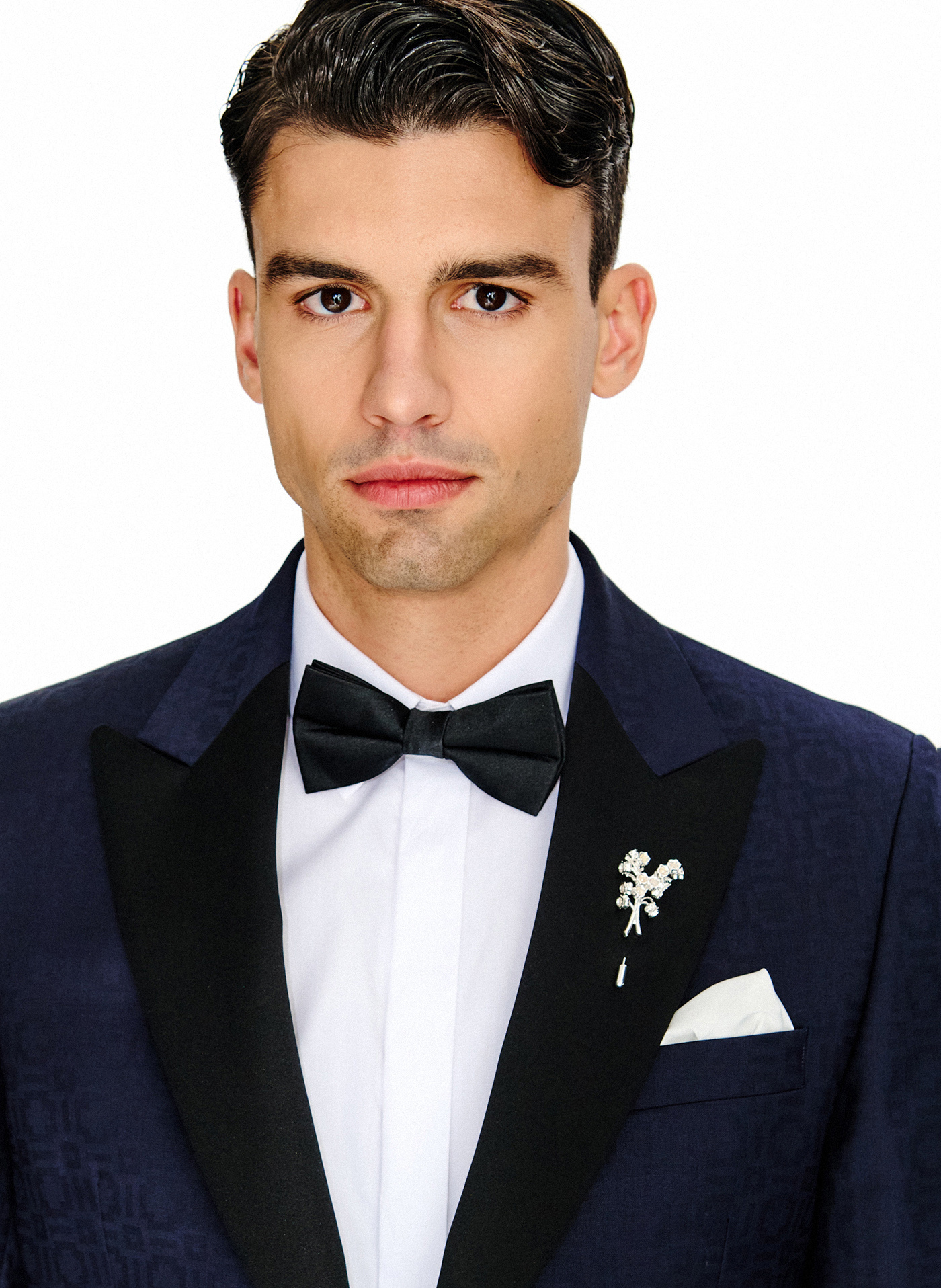 PAKO LORENTE - Granatowa żakardowa marynarka smokingowa - Pako Lorente