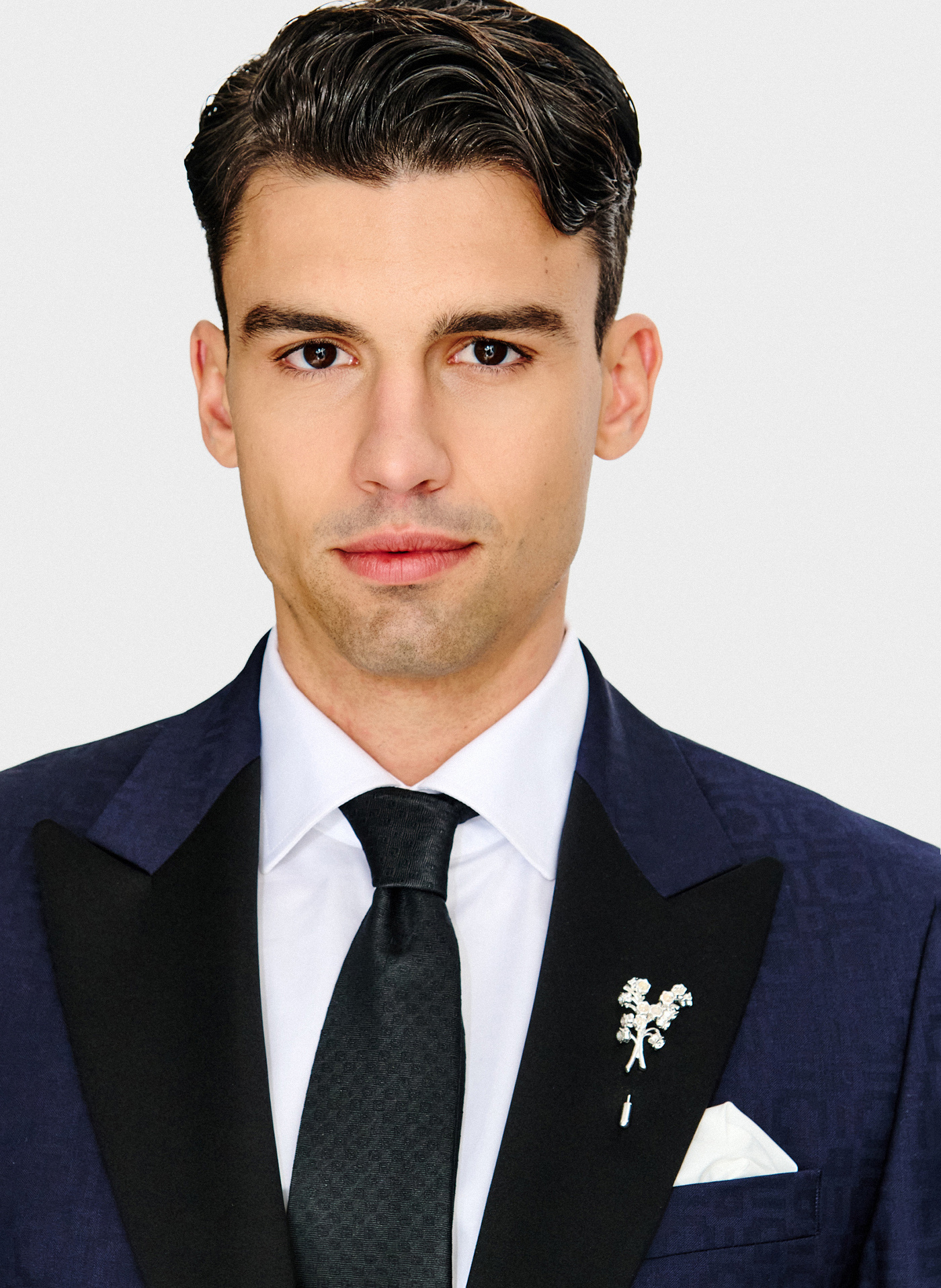 PAKO LORENTE - Granatowa żakardowa marynarka smokingowa - Pako Lorente