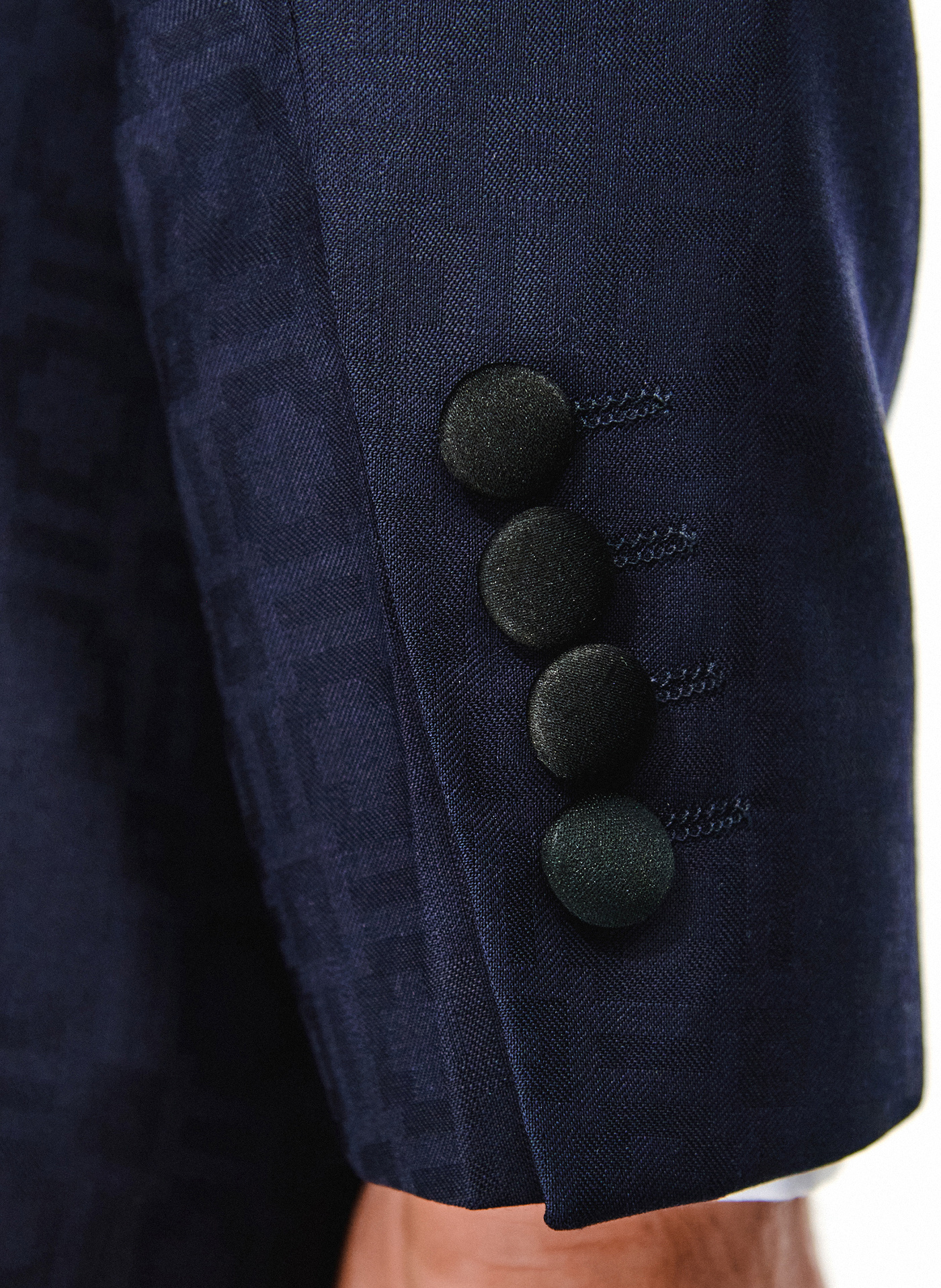 PAKO LORENTE - Granatowa żakardowa marynarka smokingowa - Pako Lorente